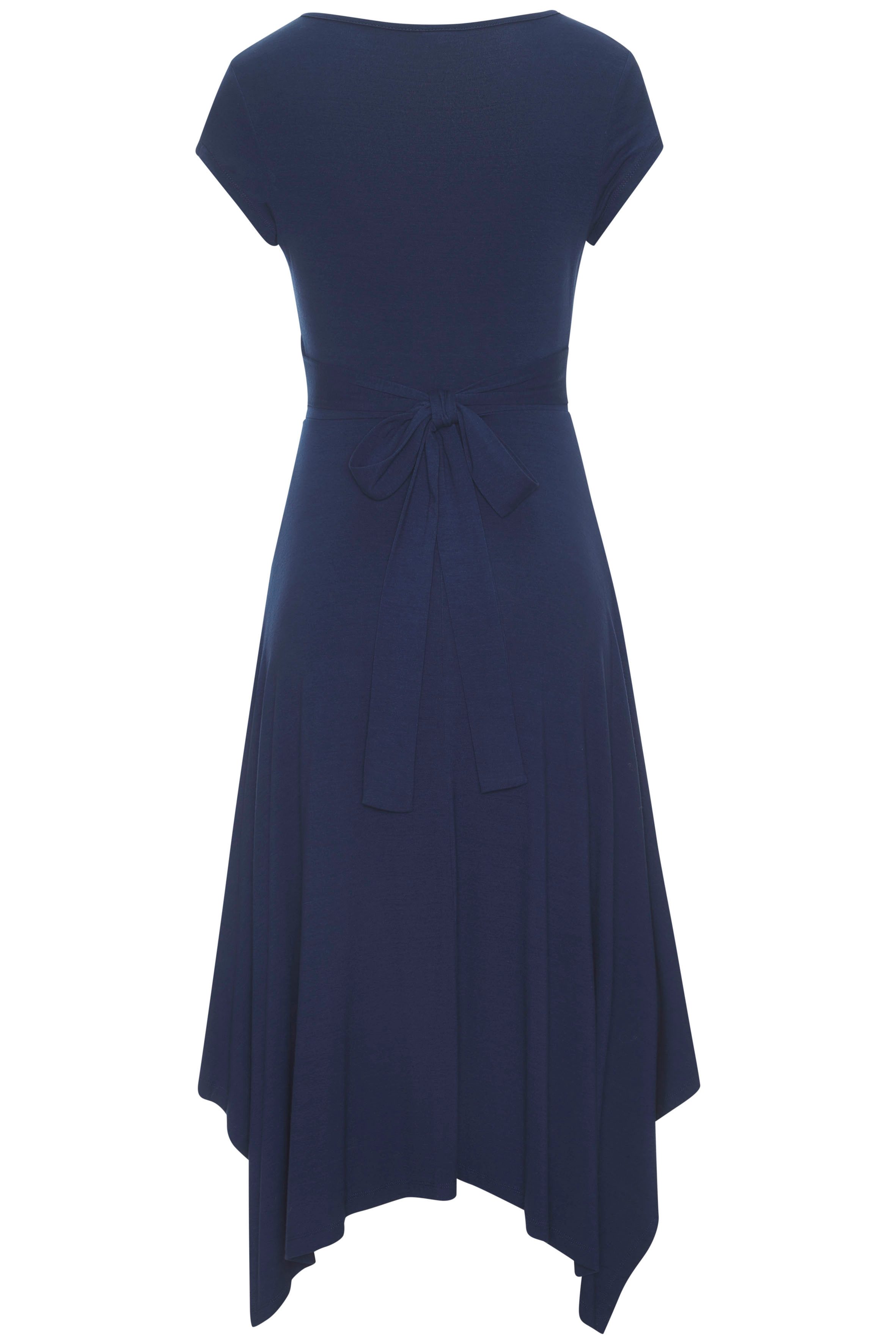 Beachtime Zomerjurk met puntzoom en strik, jersey jurk, asymmetrisch rokdeel
