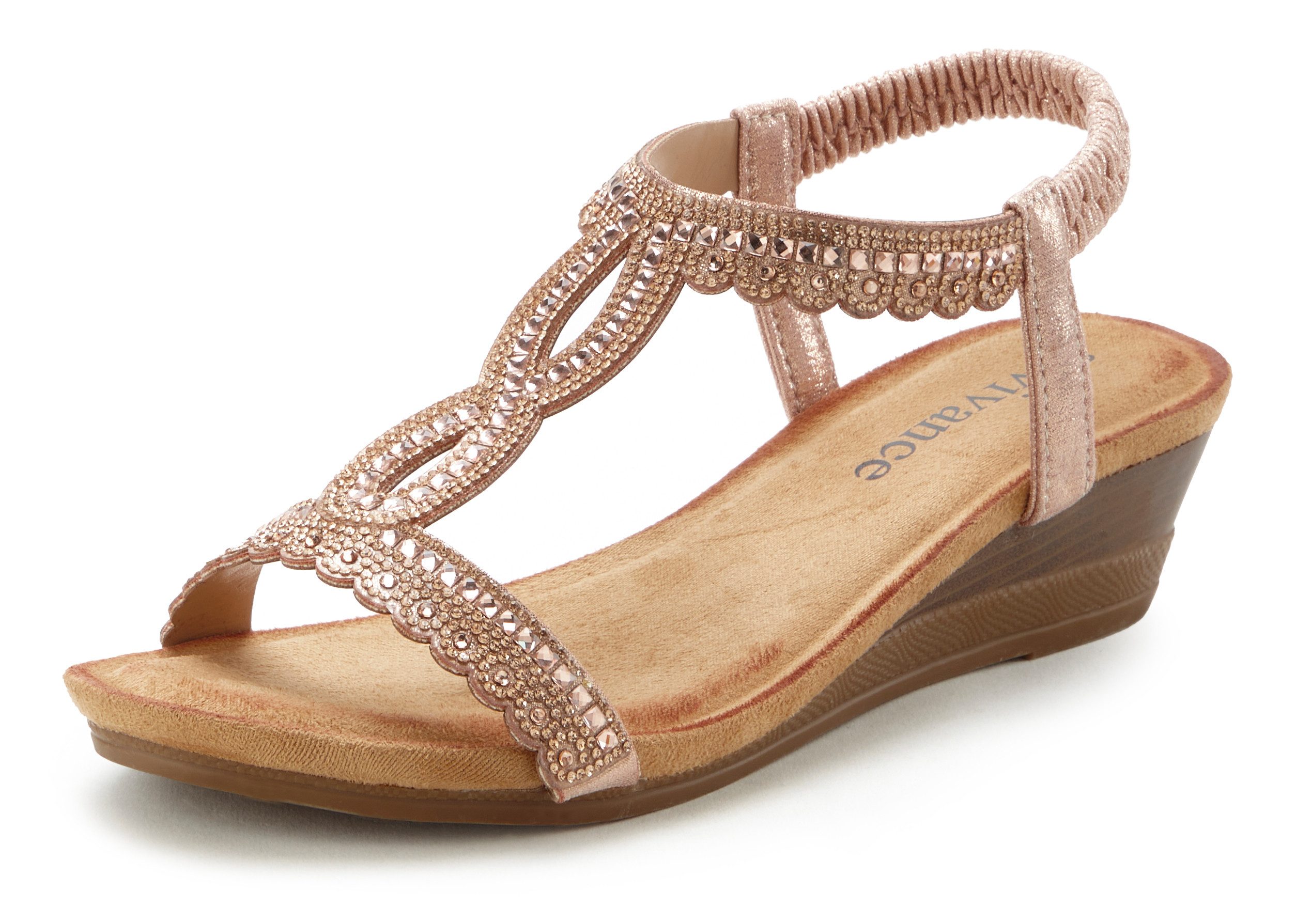 Vivance Sandaaltjes Zomerschoen Sandaal, zomerschoen met glinsterdetails en elastische bandjes VEGAN