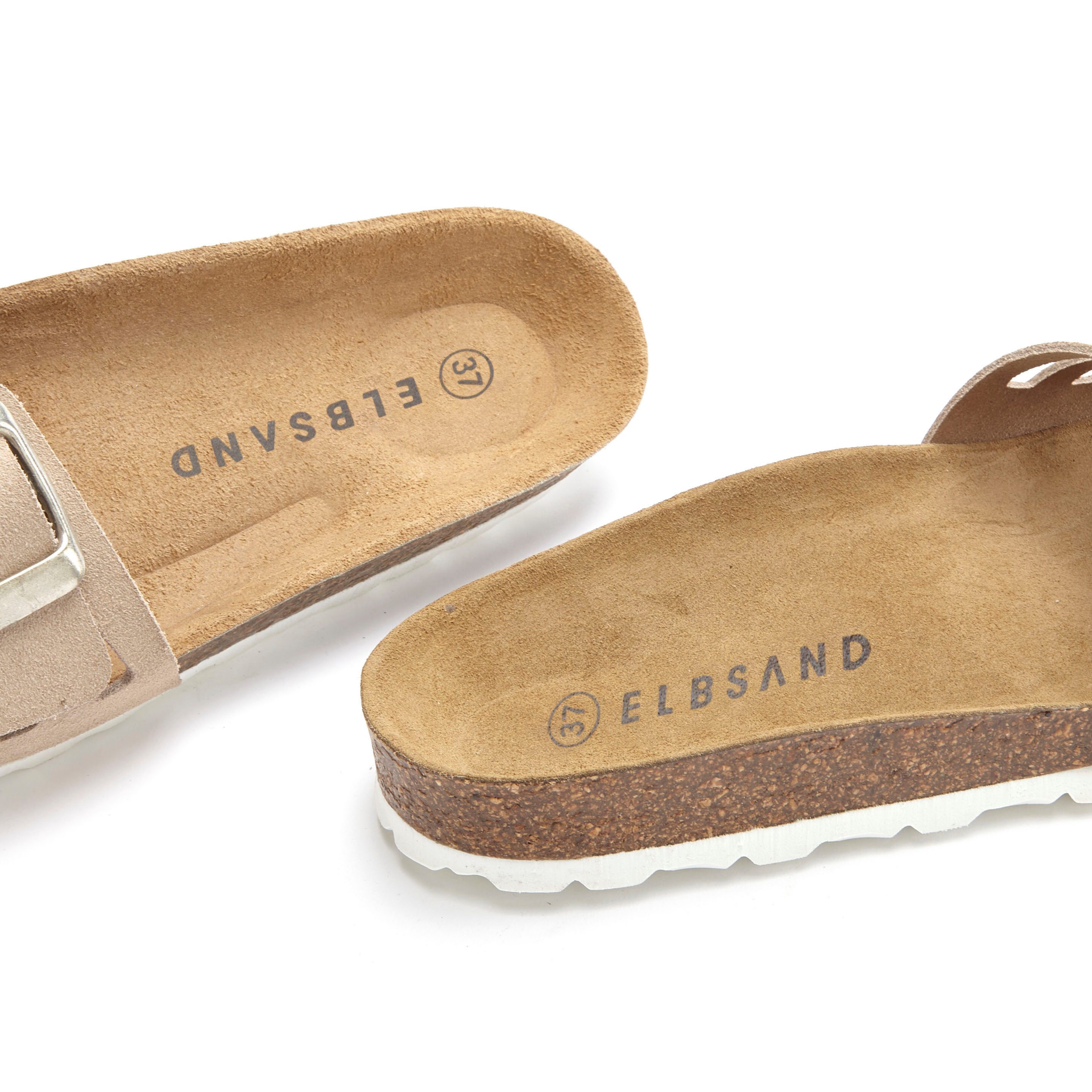 Elbsand Slippers Mule, Sandalen, open schoen van hoogwaardig leer met zacht comfortkurk voetbed