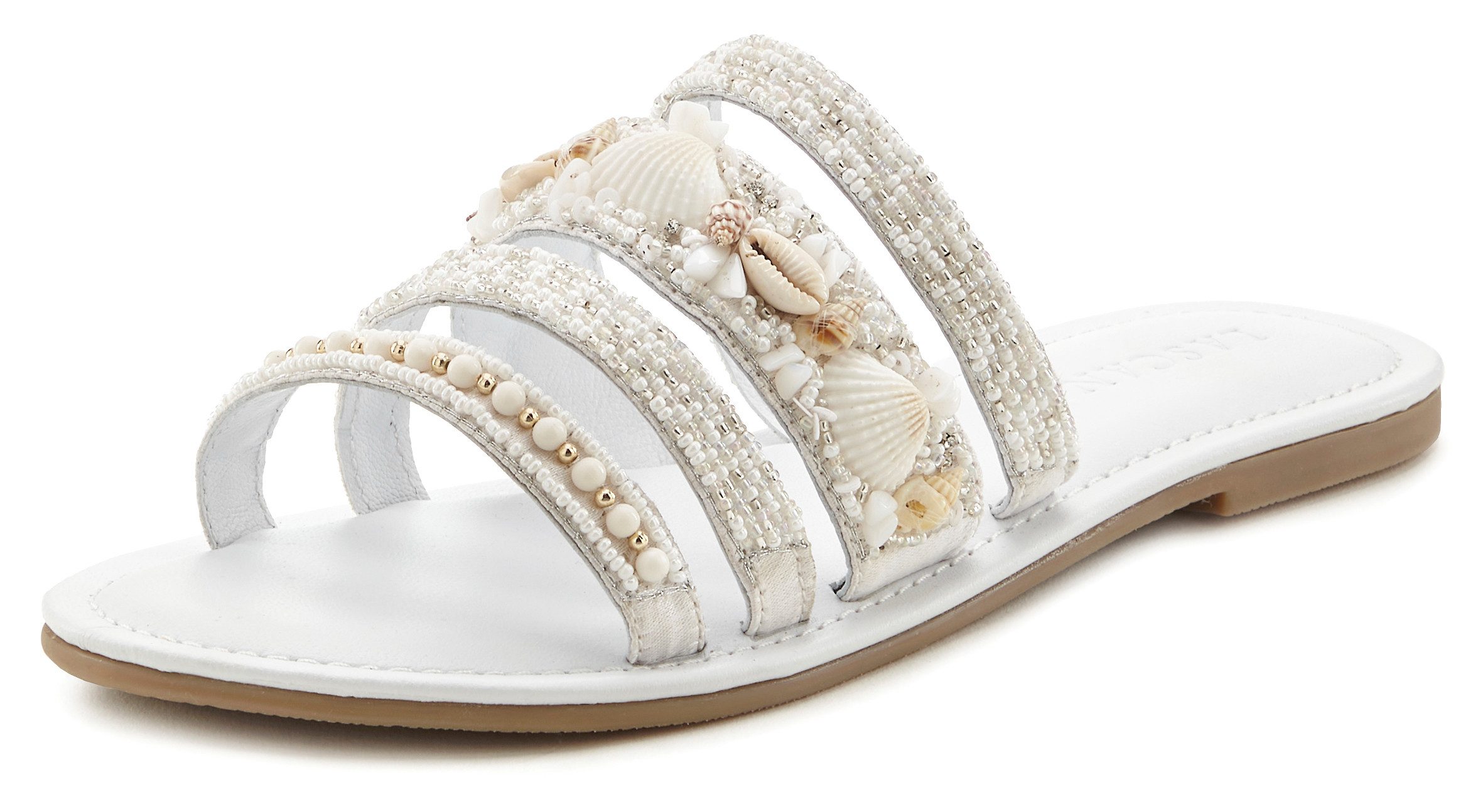 Lascana Slippers Sandaal, zomerschoen, mule, met luxueus gegarneerde riempjes