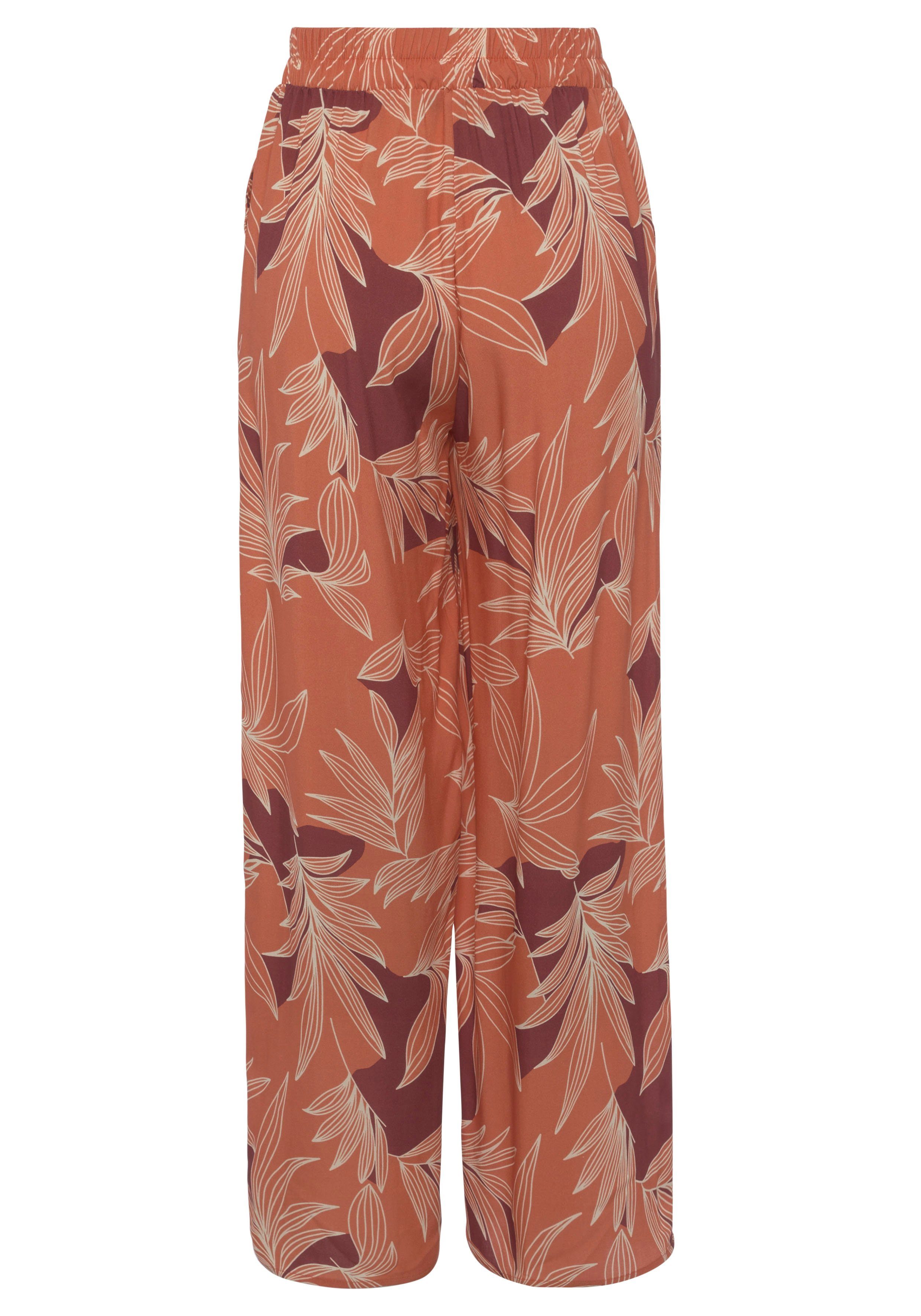 Lascana Palazzobroek met all-over print en zakken, wide leg, stoffen broek