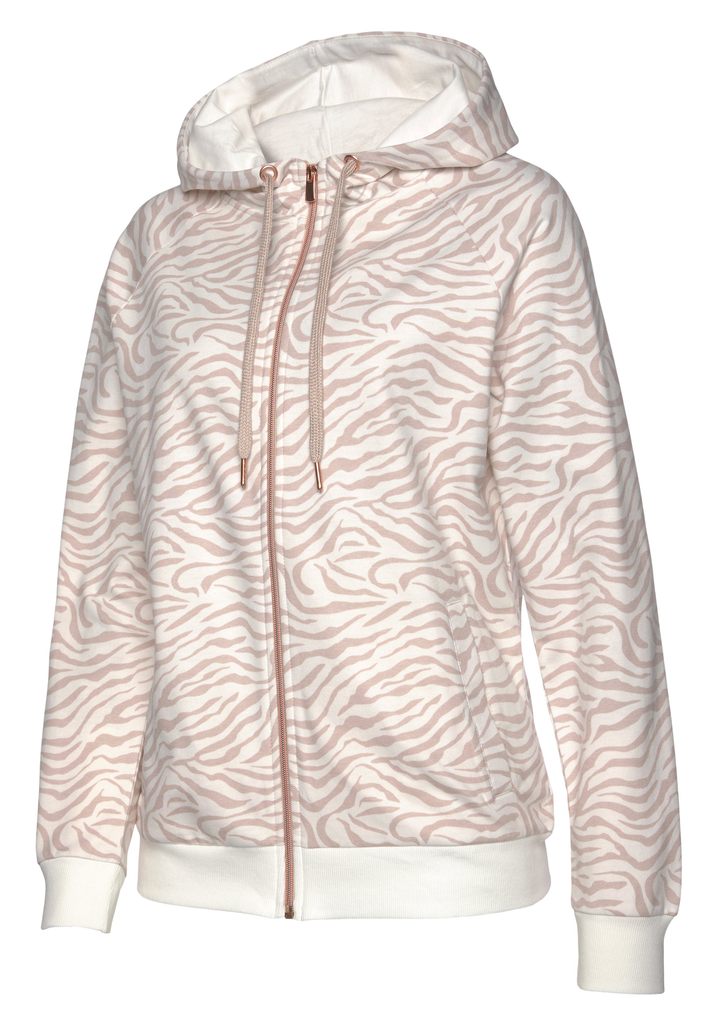 Lascana Capuchonsweatvest / sweatvest met details in rozegoud Sweatshirtjack met details in roségoud, loungewear