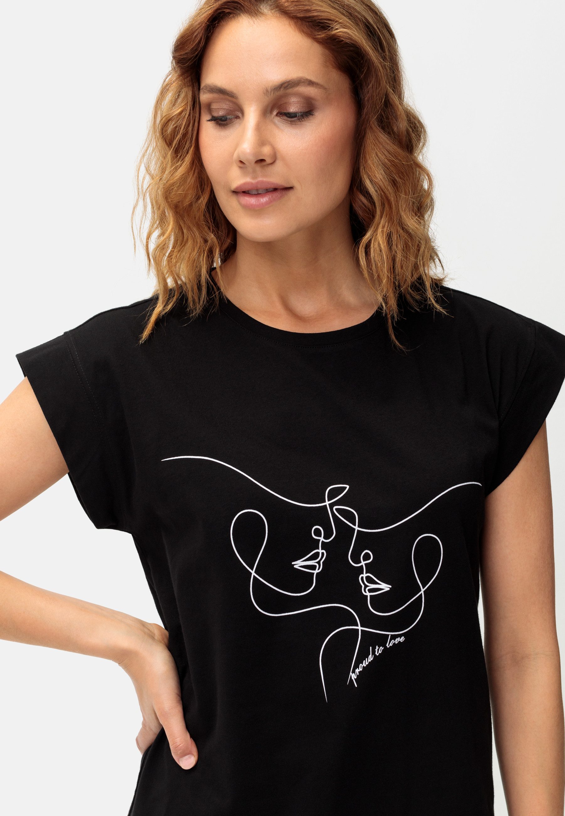 Lascana Shirt met korte mouwen met frontprint, t-shirt van katoen, printshirt, basic
