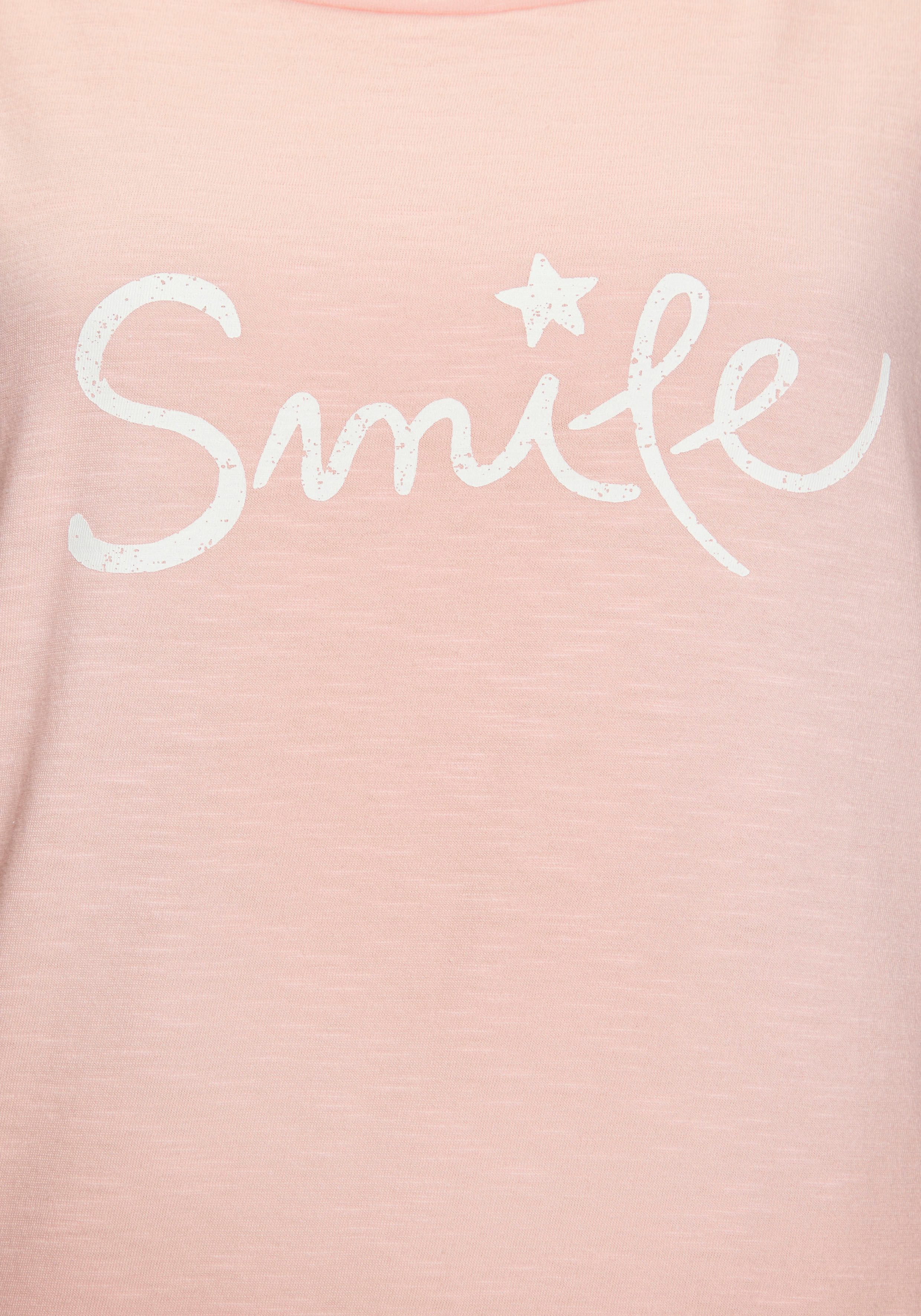 Beachtime T-shirt Met frontprint "Smile" in een zachte katoenkwaliteit