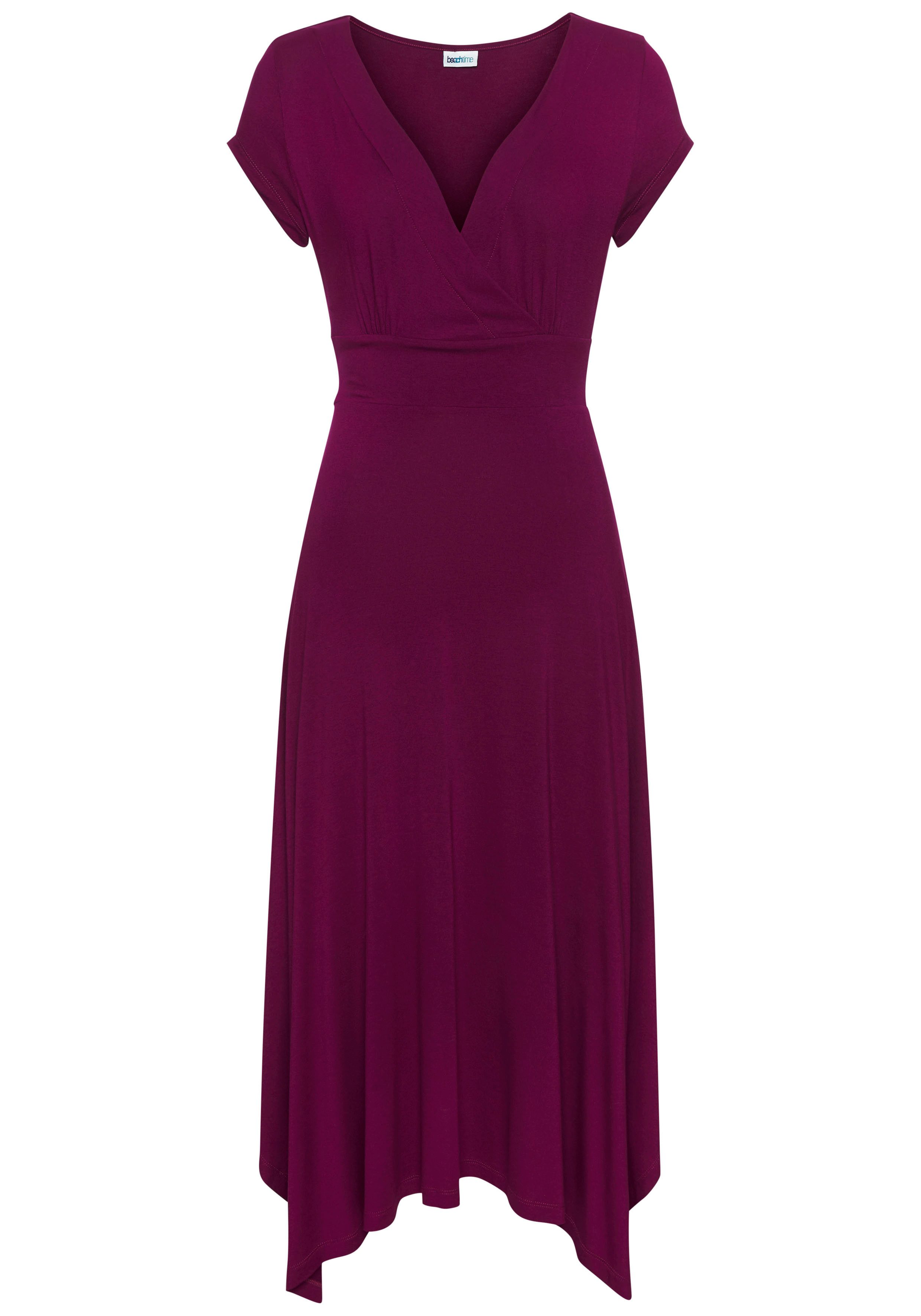 Beachtime Zomerjurk met puntzoom en strik, jersey jurk, asymmetrisch rokdeel