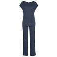 lascana pyjama met opgestikte kanten details blauw