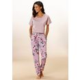 vivance dreams pyjama met hortensia-motief roze