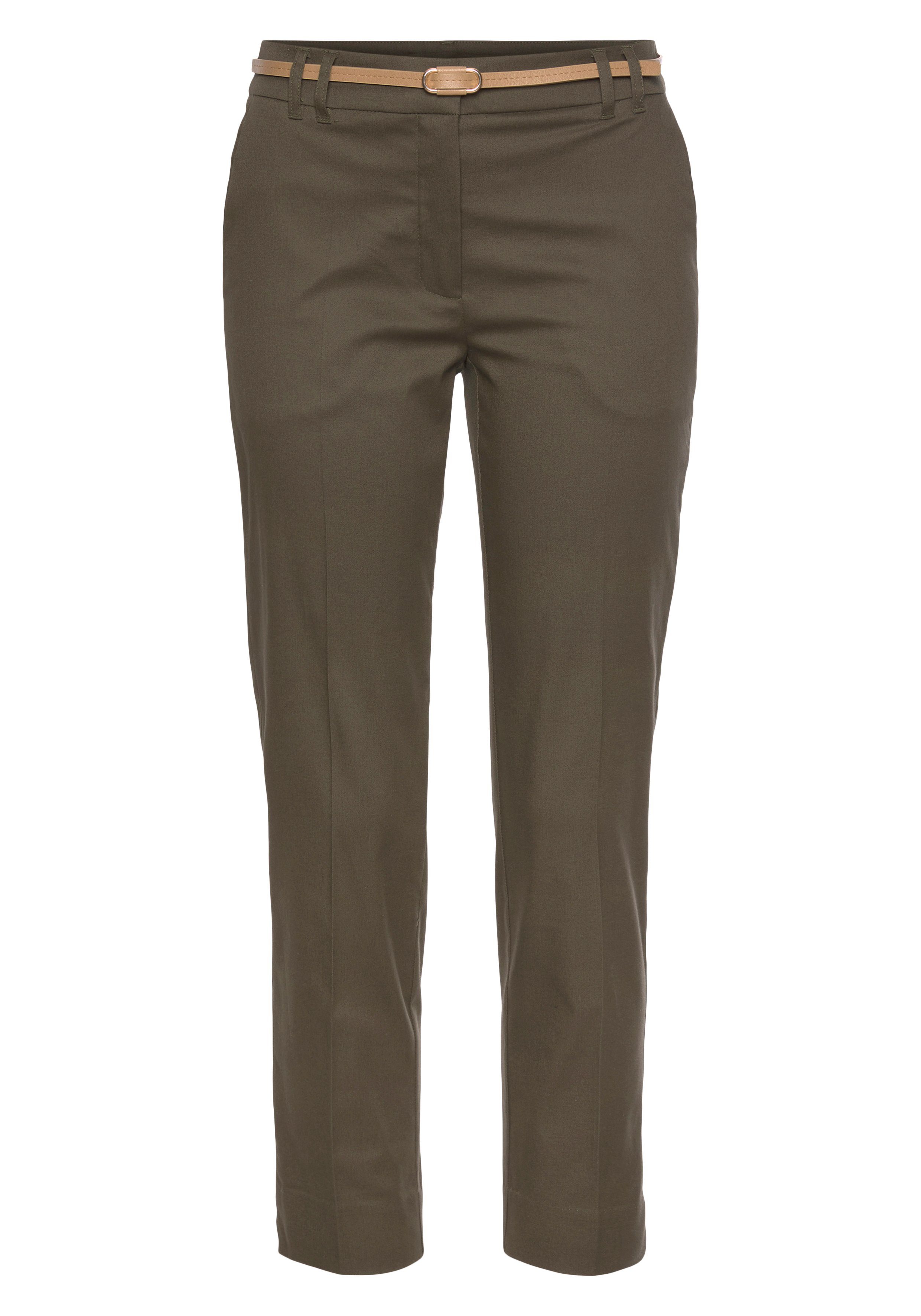 Vivance Chino in klassieke basic pasvorm, stoffen broek, business look (Met riem in leer-look)