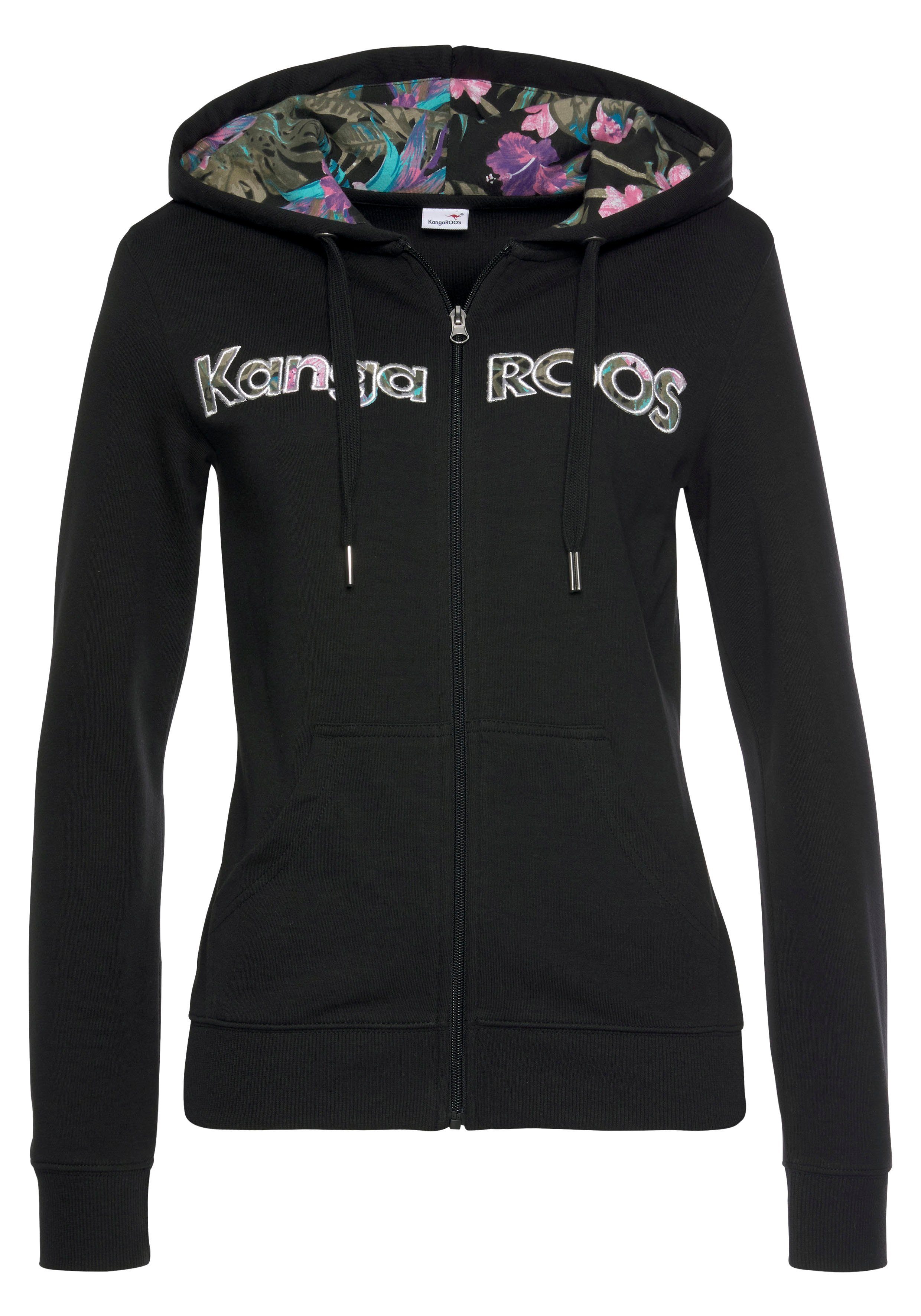 KangaROOS Capuchonsweatvest met verfijnde kangaroos borduurwerk, loungepak