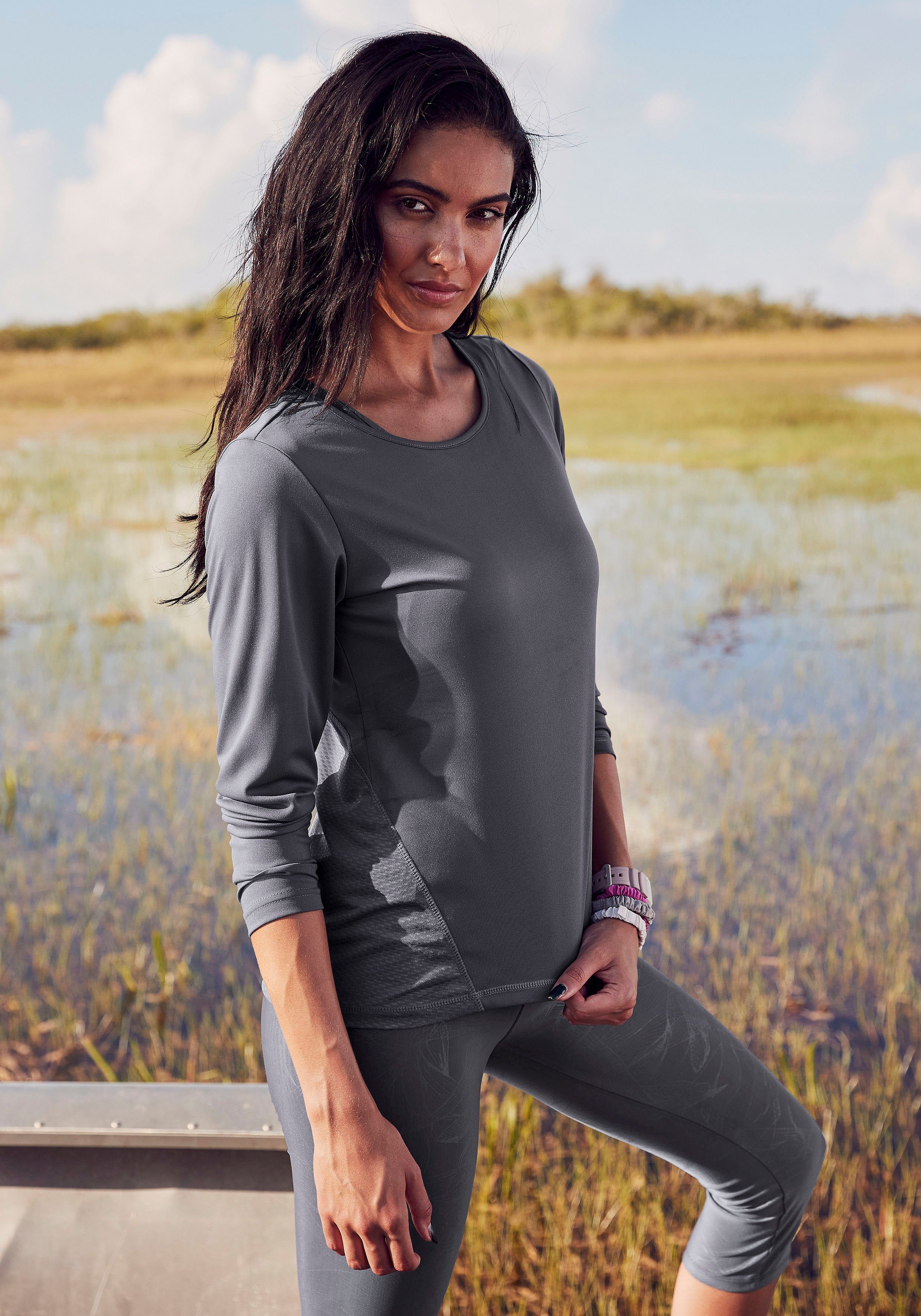 active by Lascana Functioneel shirt met mesh-inzet