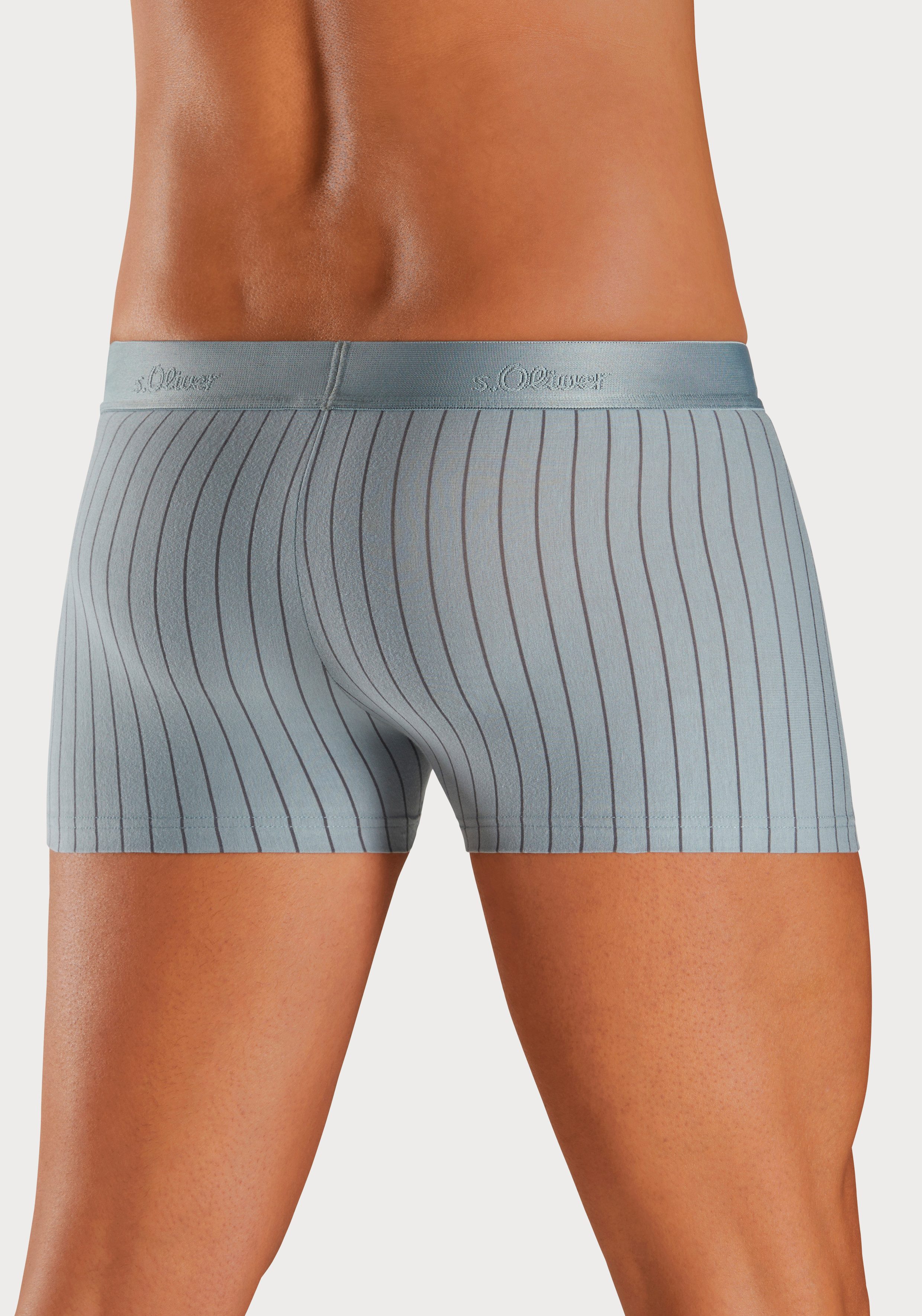 s.Oliver RED LABEL Beachwear Boxershort voor heren in strepen en uni van katoenmix (set, 3 stuks)