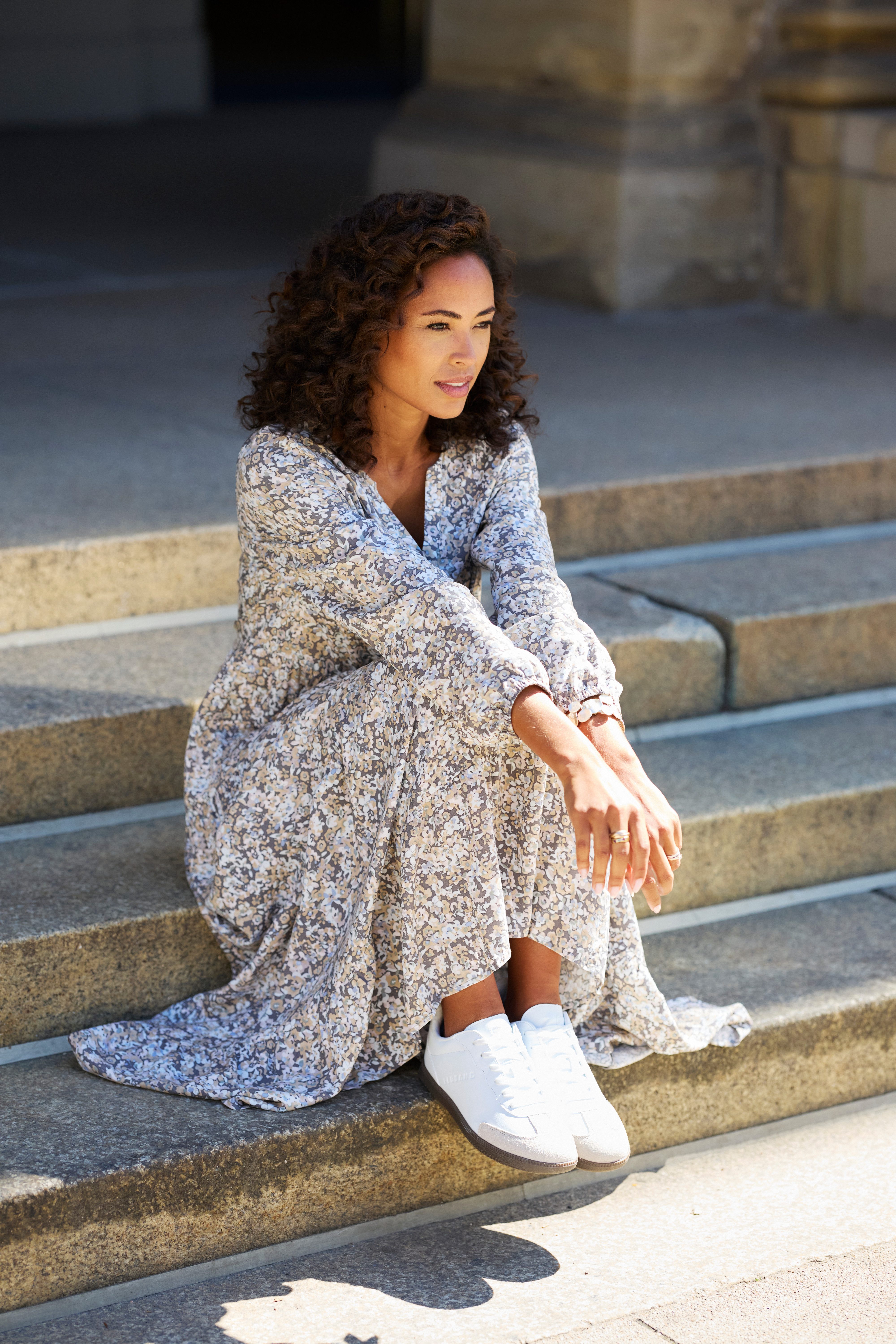 Vivance Maxi-jurk met all-over print en volants, lange mouwen, jurk met print, casual-chic
