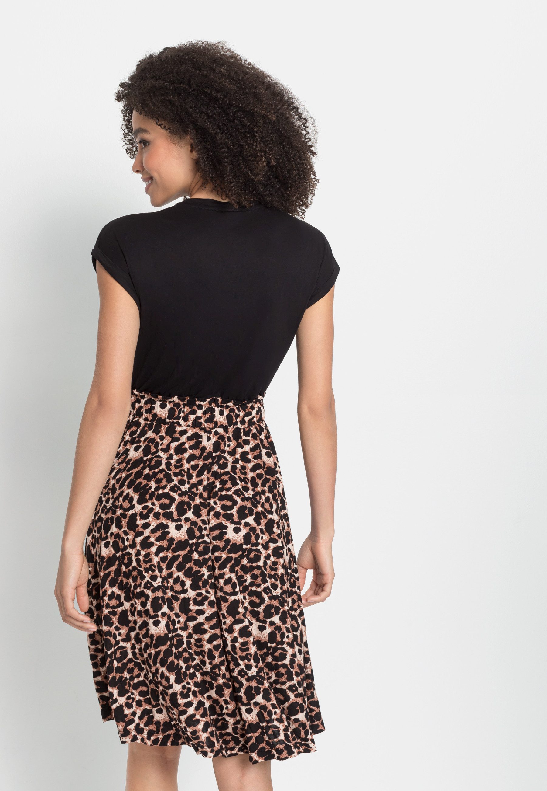Lascana Jerseyjurk met paperbag-band strandjurkjes maat 42 zwart