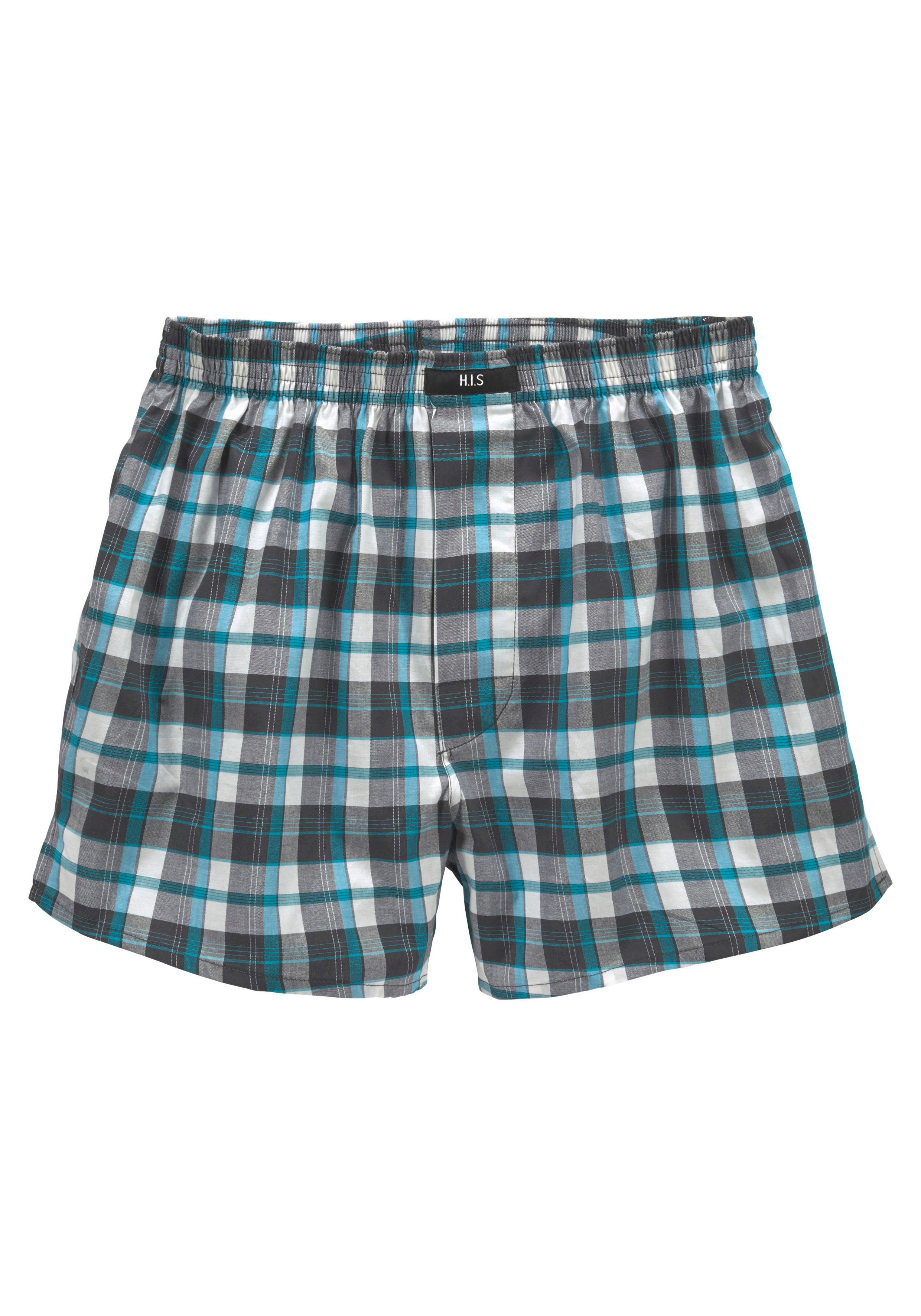 H.I.S Geweven boxershort prettige pasvorm met trendy ruit- of streepdessin (set, 3 stuks)