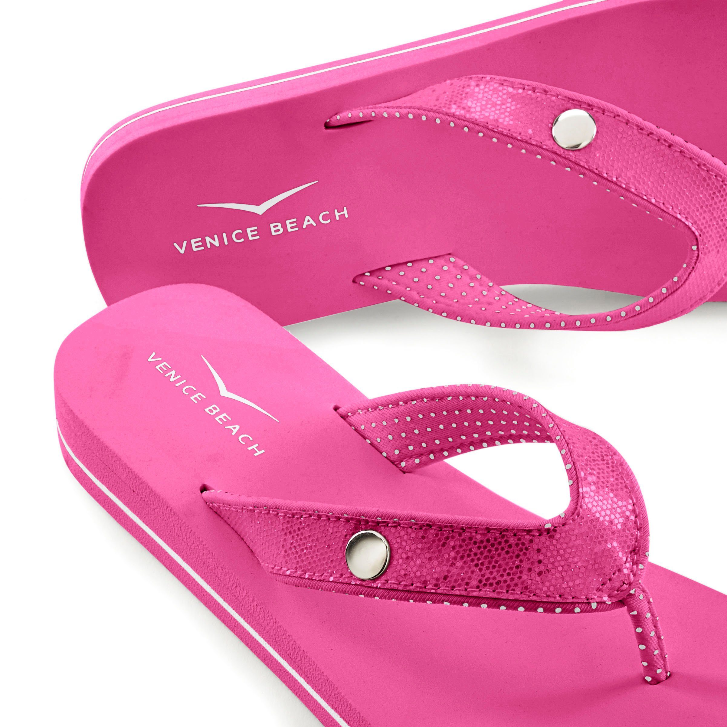 Venice Beach Badslippers Sandaal, pantoletten, badschoenen ultralicht met glitterband VEGAN