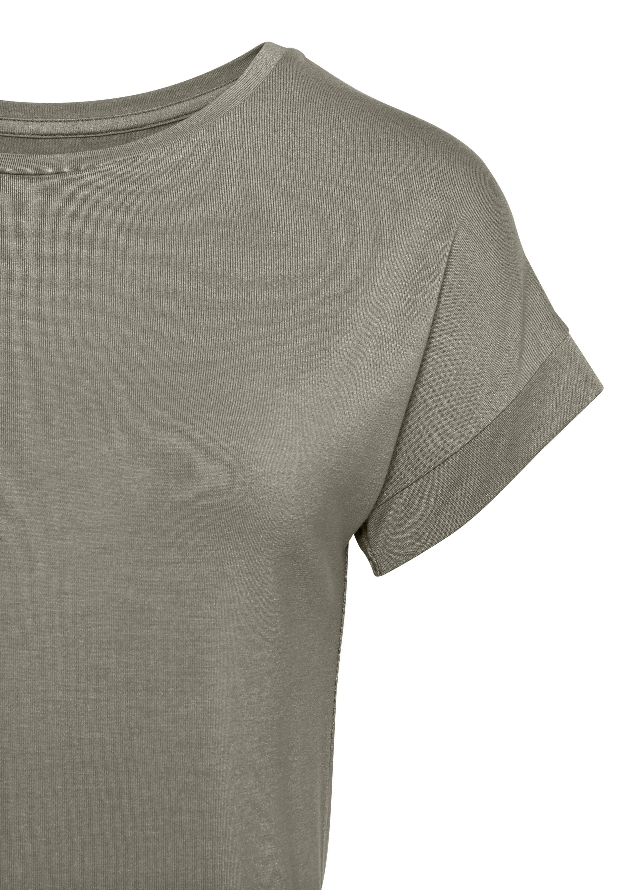 Vivance Shirt met korte mouwen Met elastiek in de band van zachte viscose-stretch (Set van 2)
