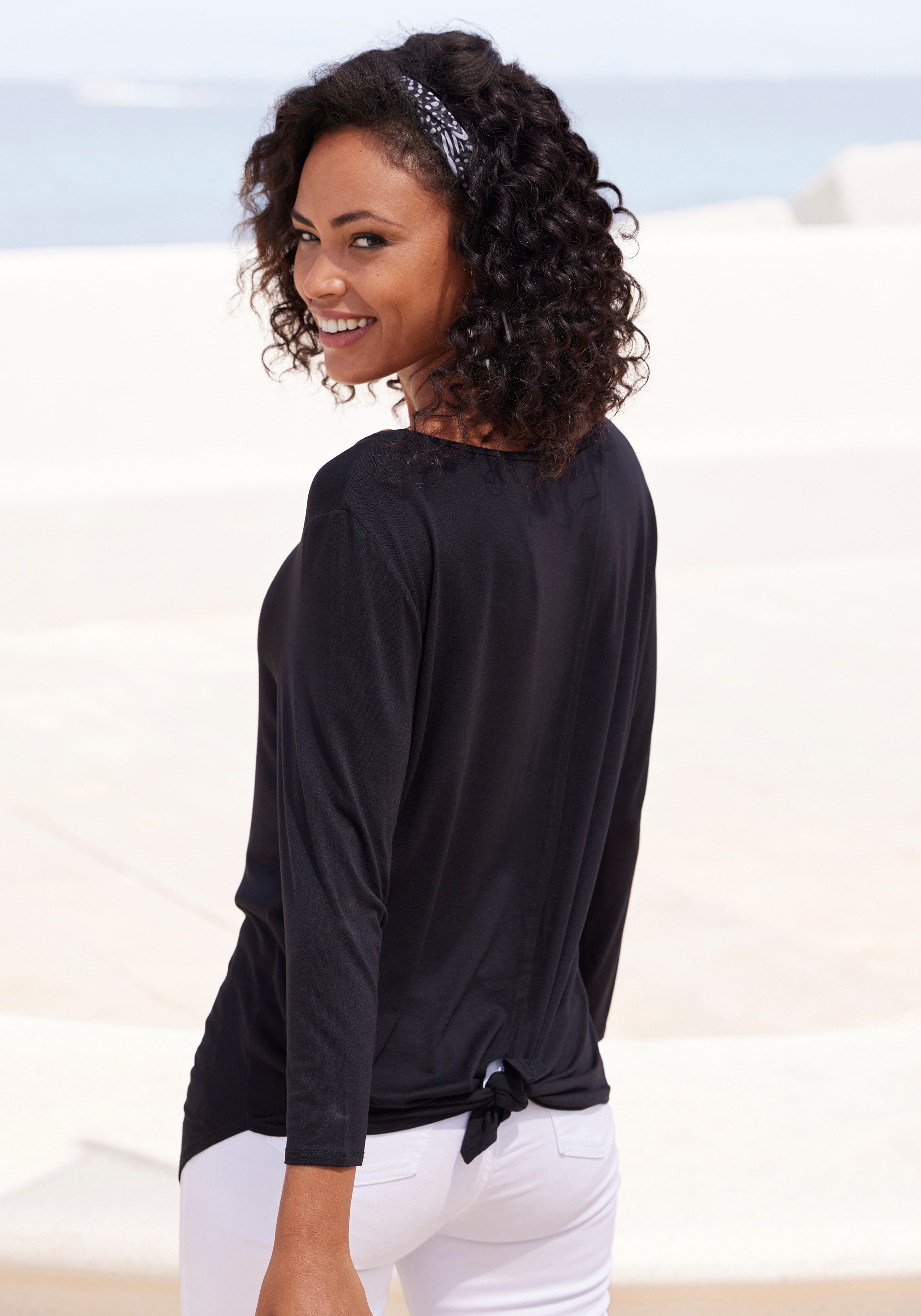 Lascana Shirt met 3/4 mouwen Met modieuze split aan de achterkant