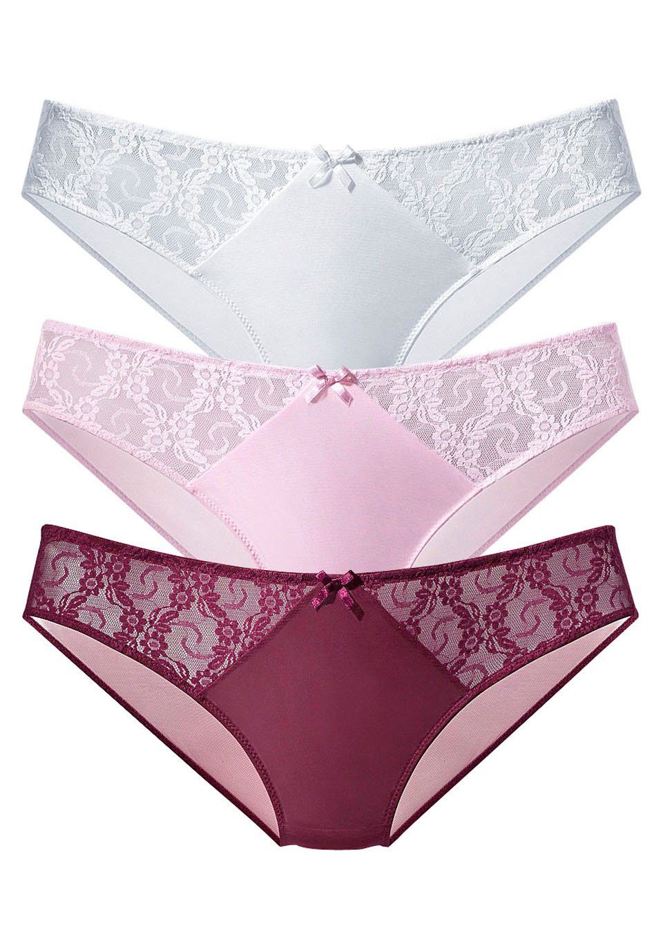 Petite fleur Slip met leuke kanten inzetten (3 stuks)