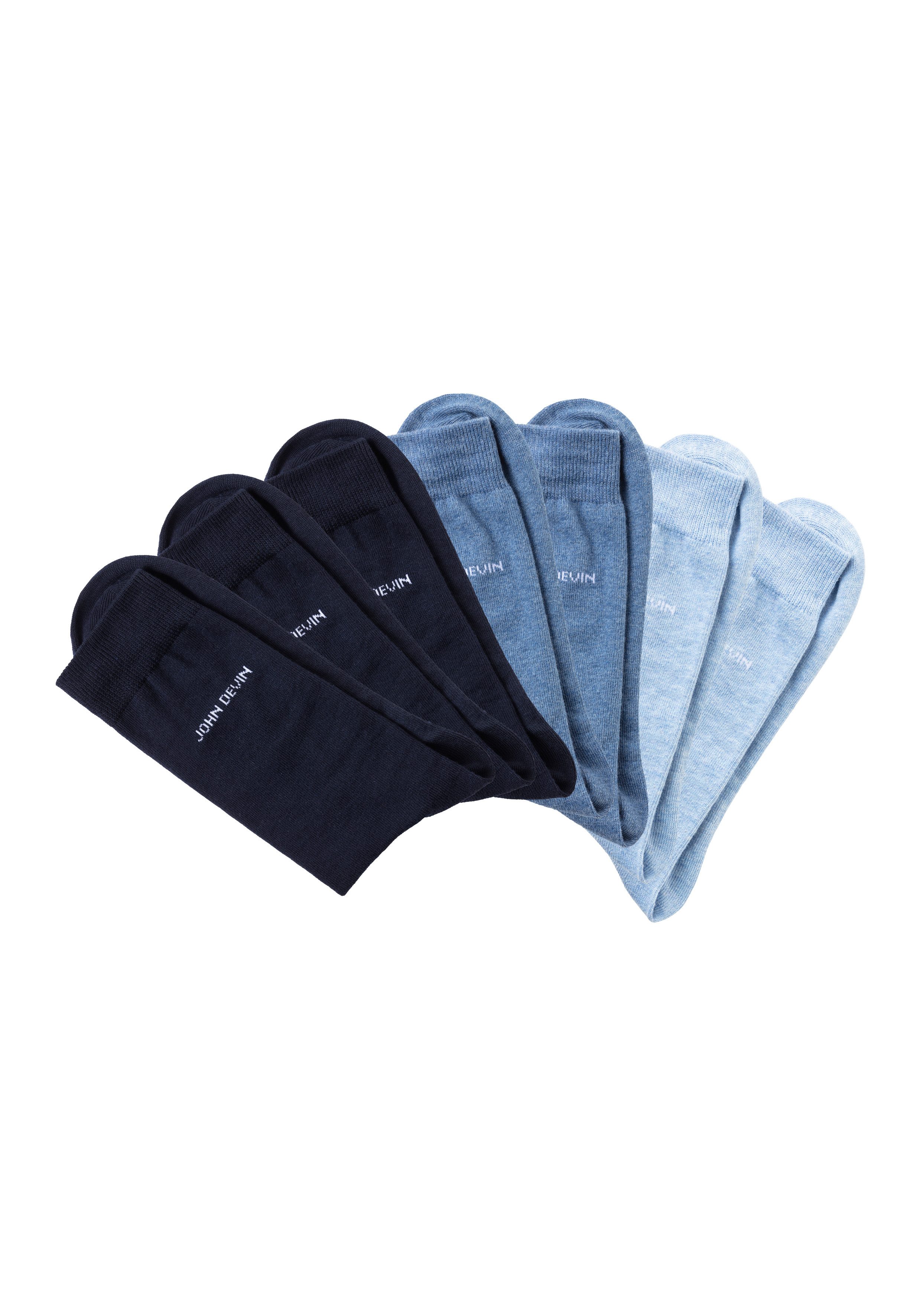 John Devin Basic sokken voor elke dag (set, 7 paar) heren maat 39-42 blauw
