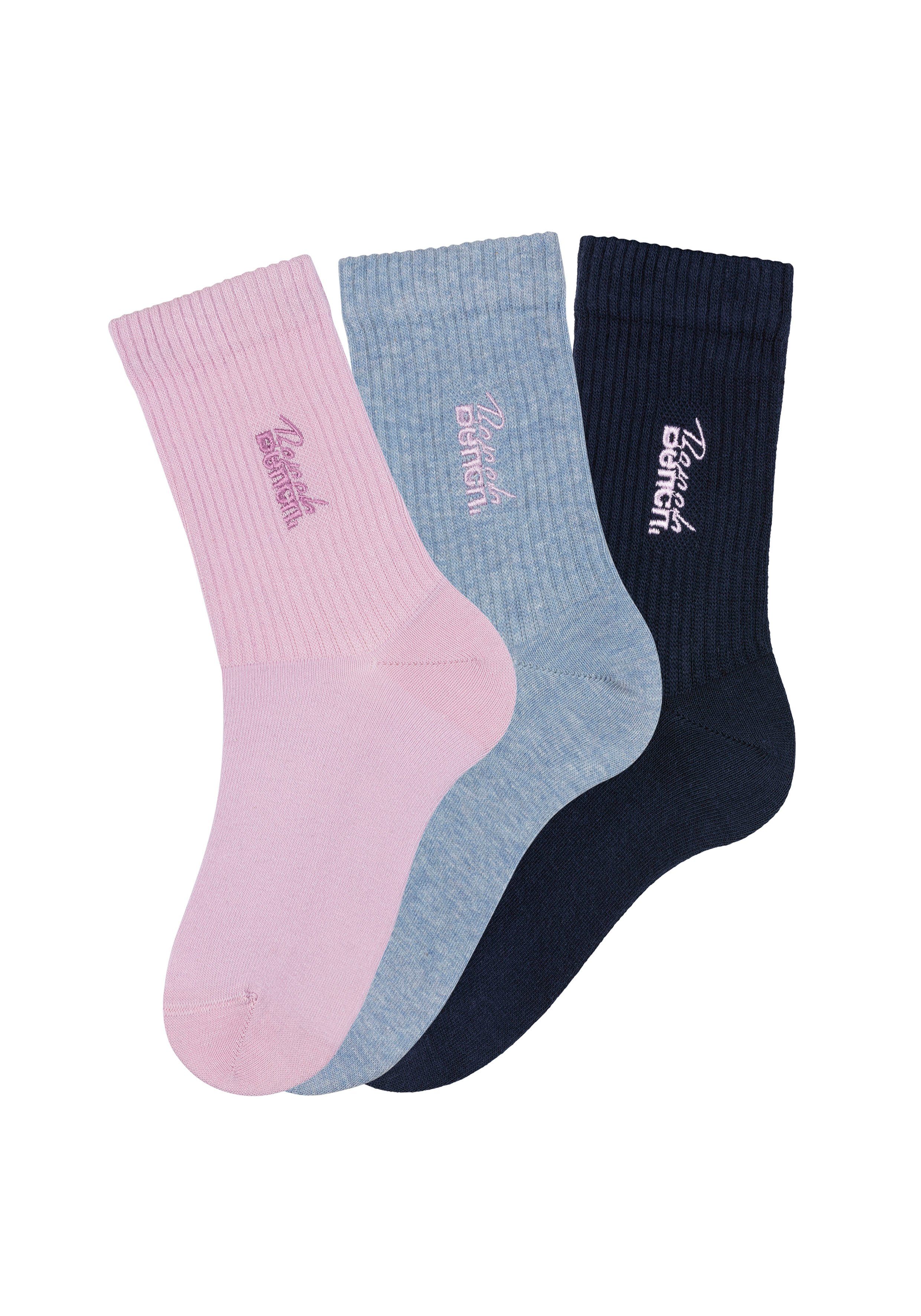 Bench. Basic sokken met bench borduursel (set, 3 paar) sokken maat 35-38 blauw