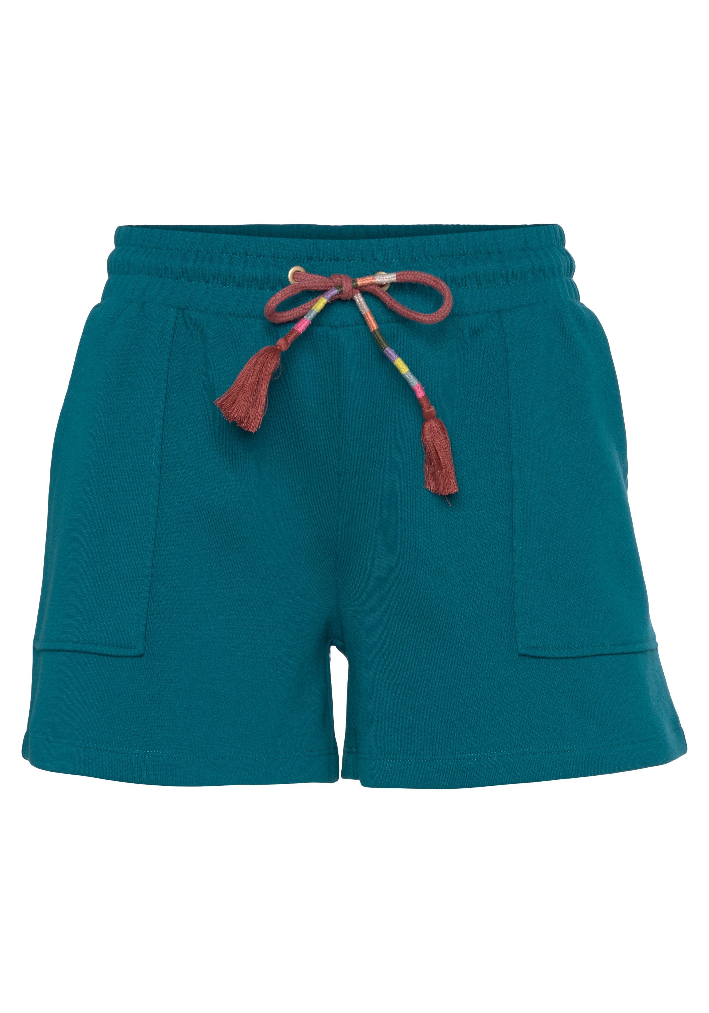 Vivance Sweatshort Korte broek met opgestikte zakken en contrastkoord, loungewear