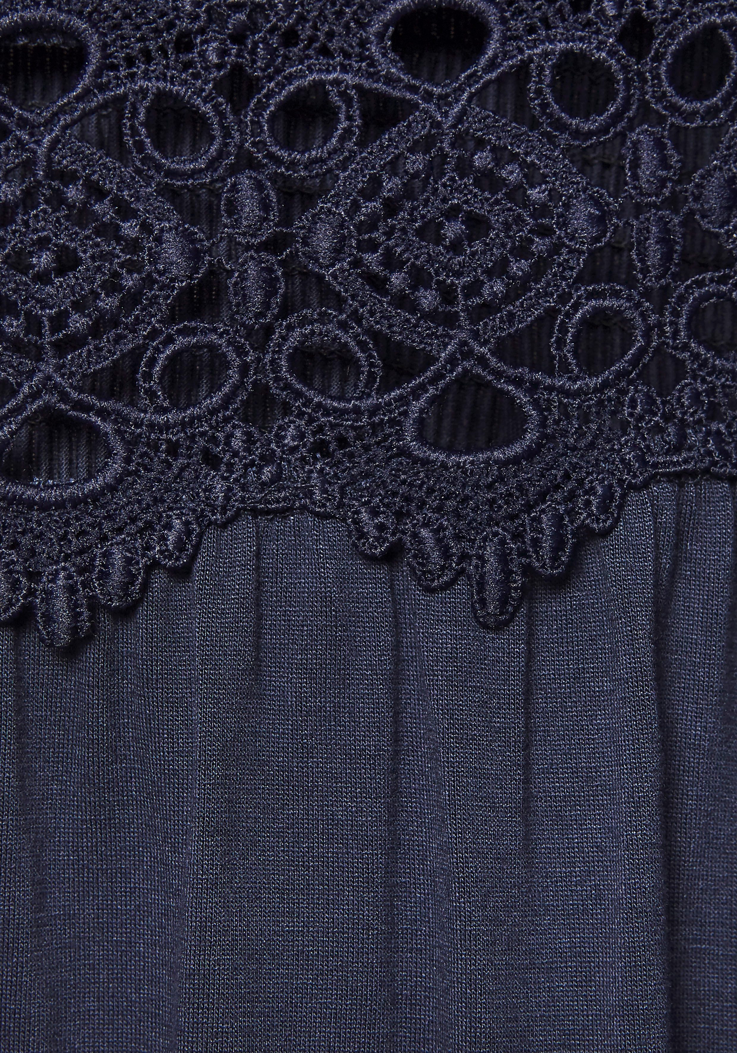 Vivance Midi-jurk met haakwerk inzet in de taille, elegante zomerjurk van jersey