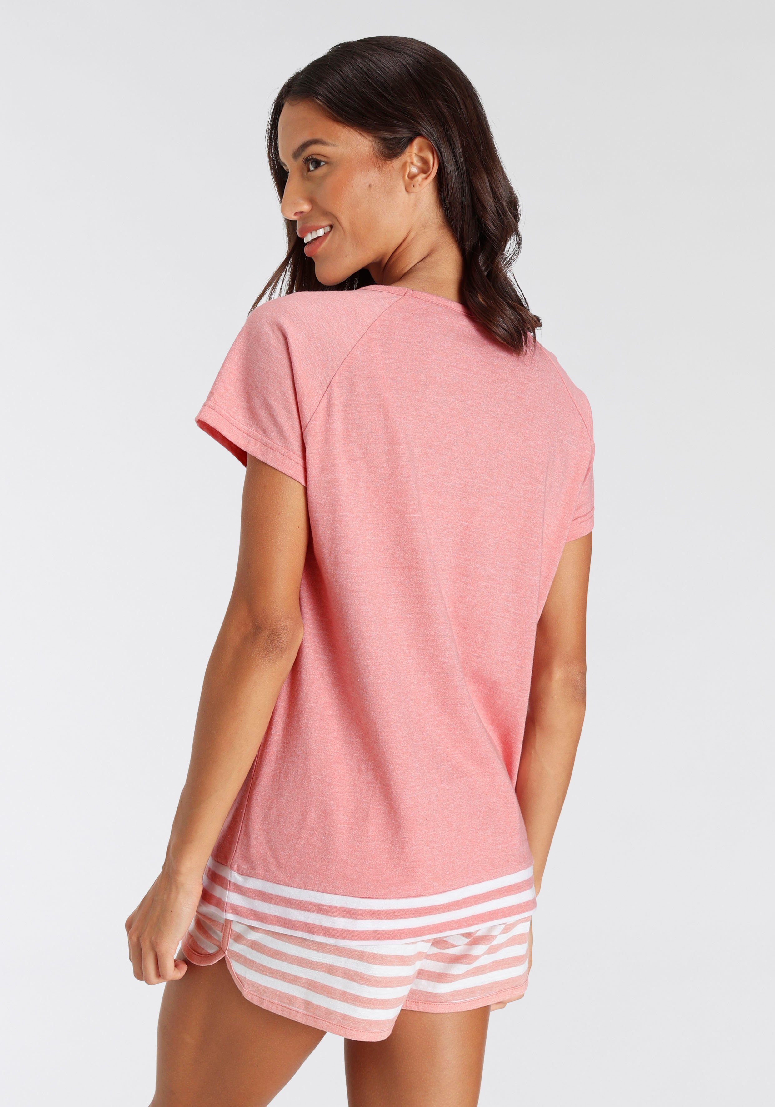 Vivance Dreams Shortama met strepen-details (2-delig)