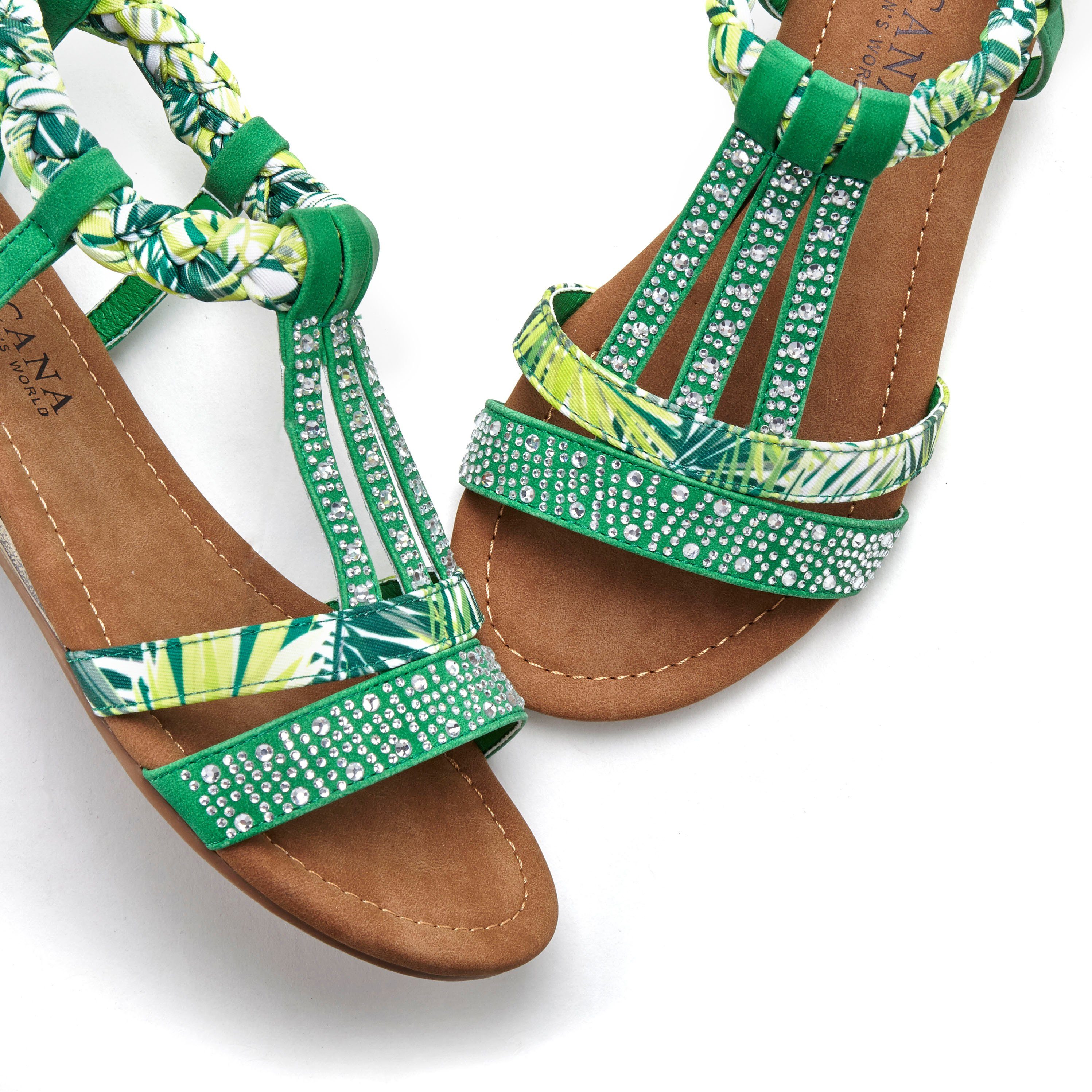 Lascana Sandalen Zomerschoen Sandalette, zomerschoen met versiering en kleine sleehak VEGAN