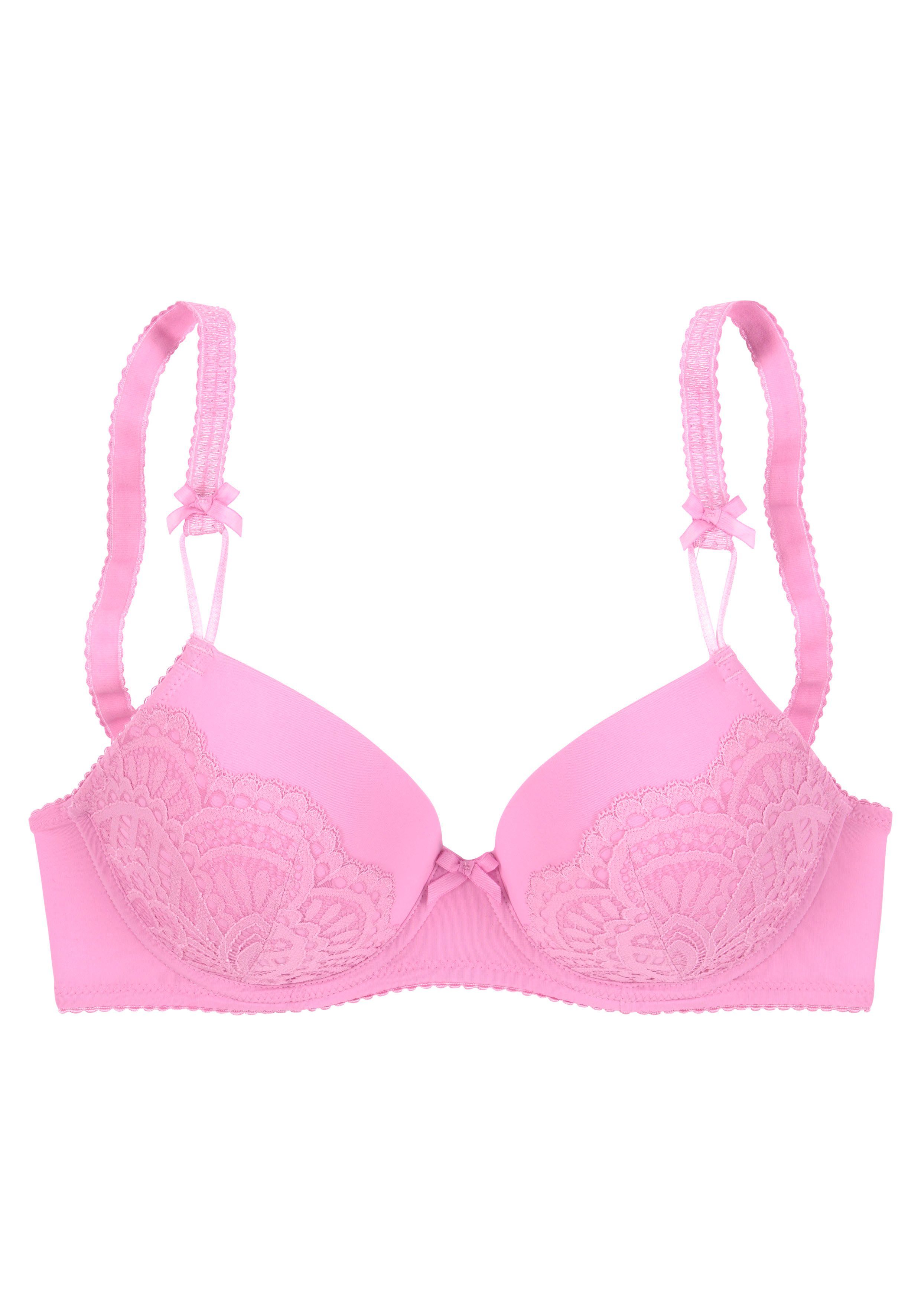 Lascana Bh met steuncups Aurora met beugel en van fijne kant, dessous voorgevormde bh's maat 65 F paars