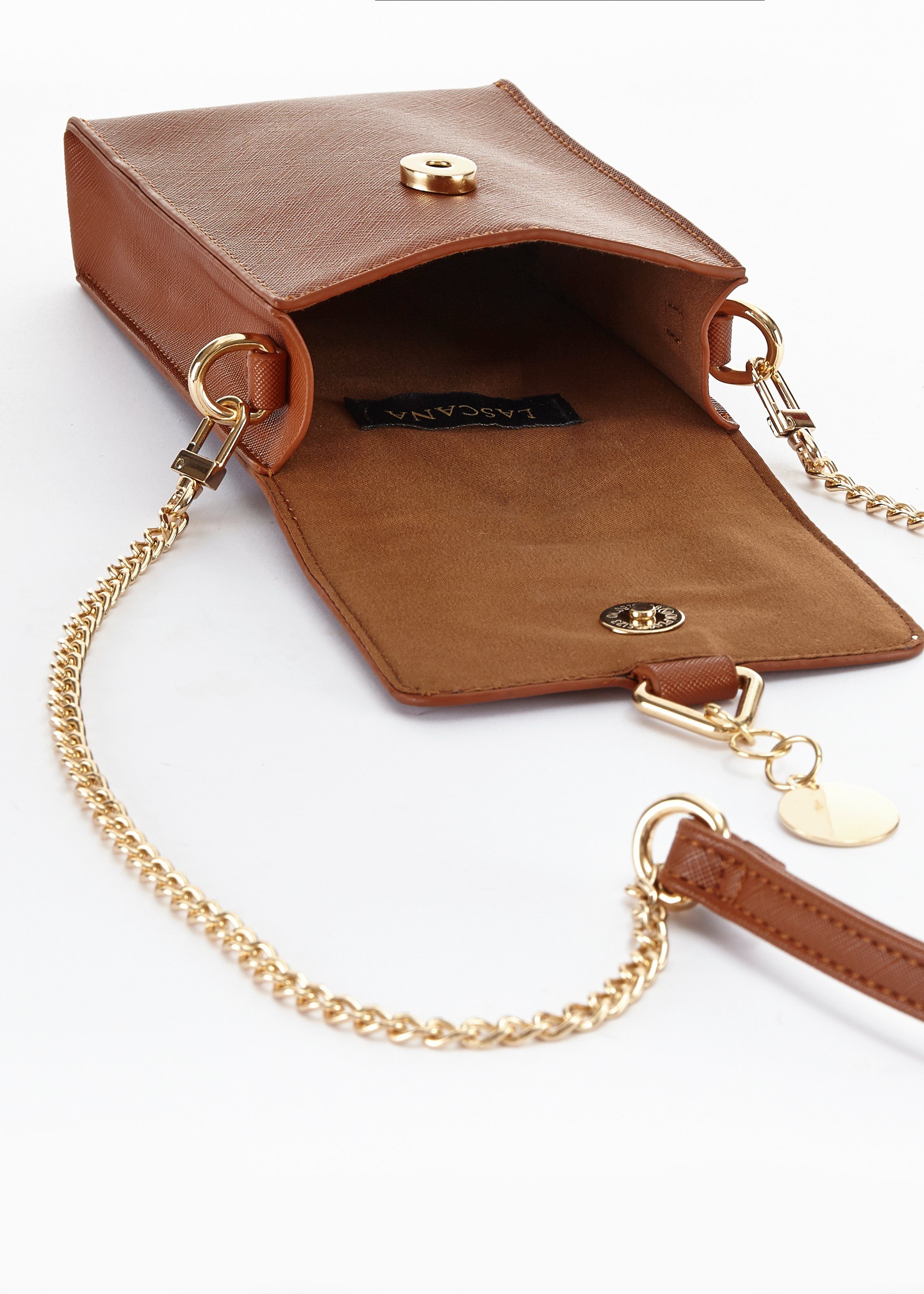 Lascana Schoudertas Hangtag & kettingdetails, minibag, telefoontas, cross-body, VEGAN