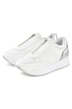 lascana sneakers met plateauzool en voorste ritssluiting wit