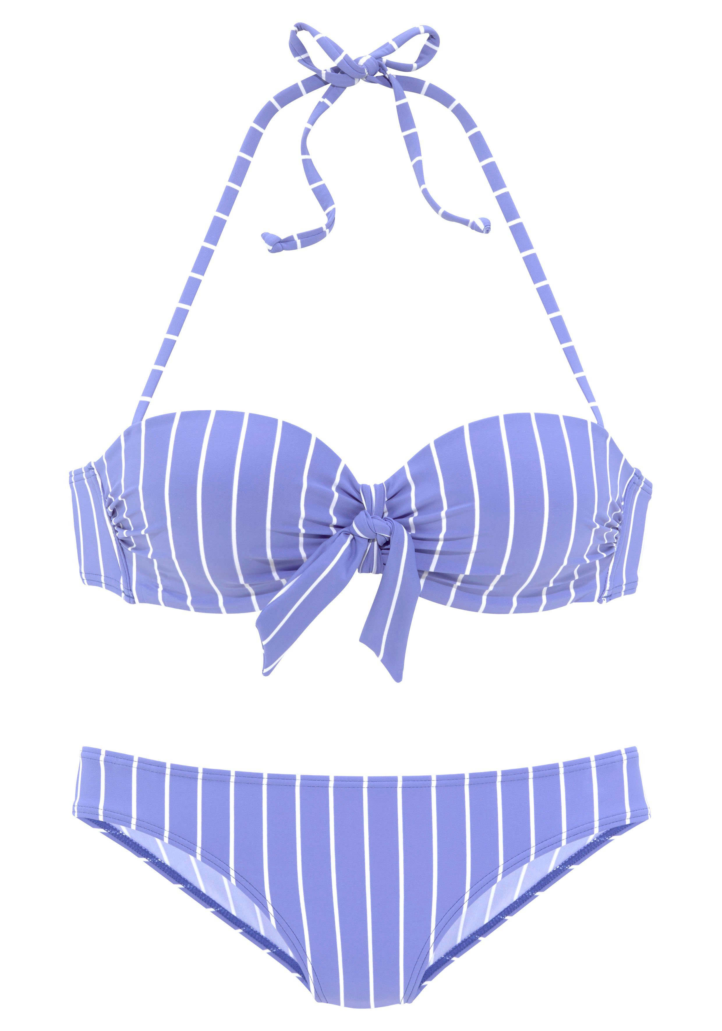 Vivance Beugelbikini in bandeaumodel met sierstrik aan de top bandeau bikini's maat D D blauw