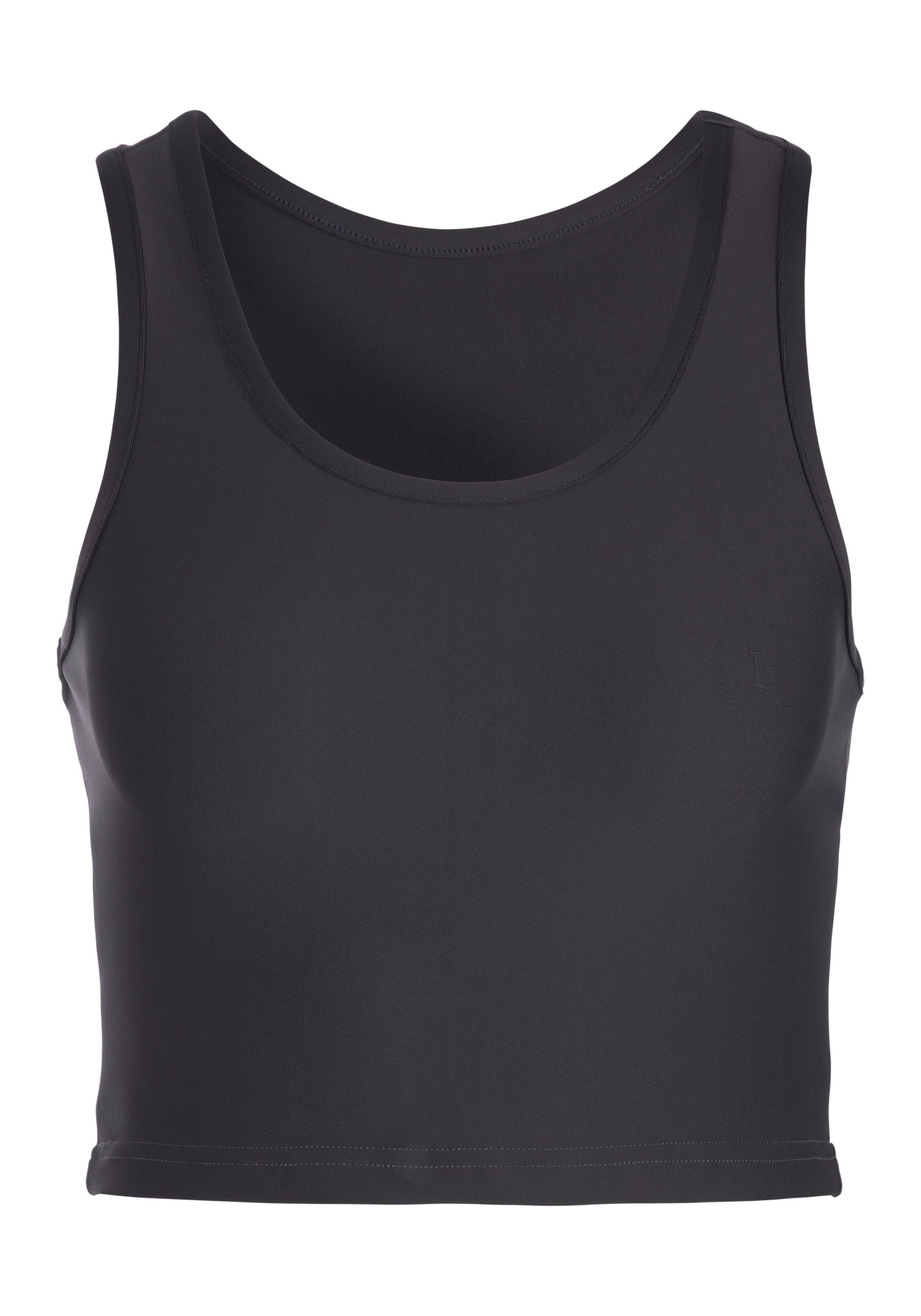active by Lascana Crop-top Sporttop met racerback en logoprint active by lascana maat M (40/42) zwart