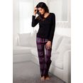 lascana pyjama met behaaglijk zachte flannellen broek multicolor
