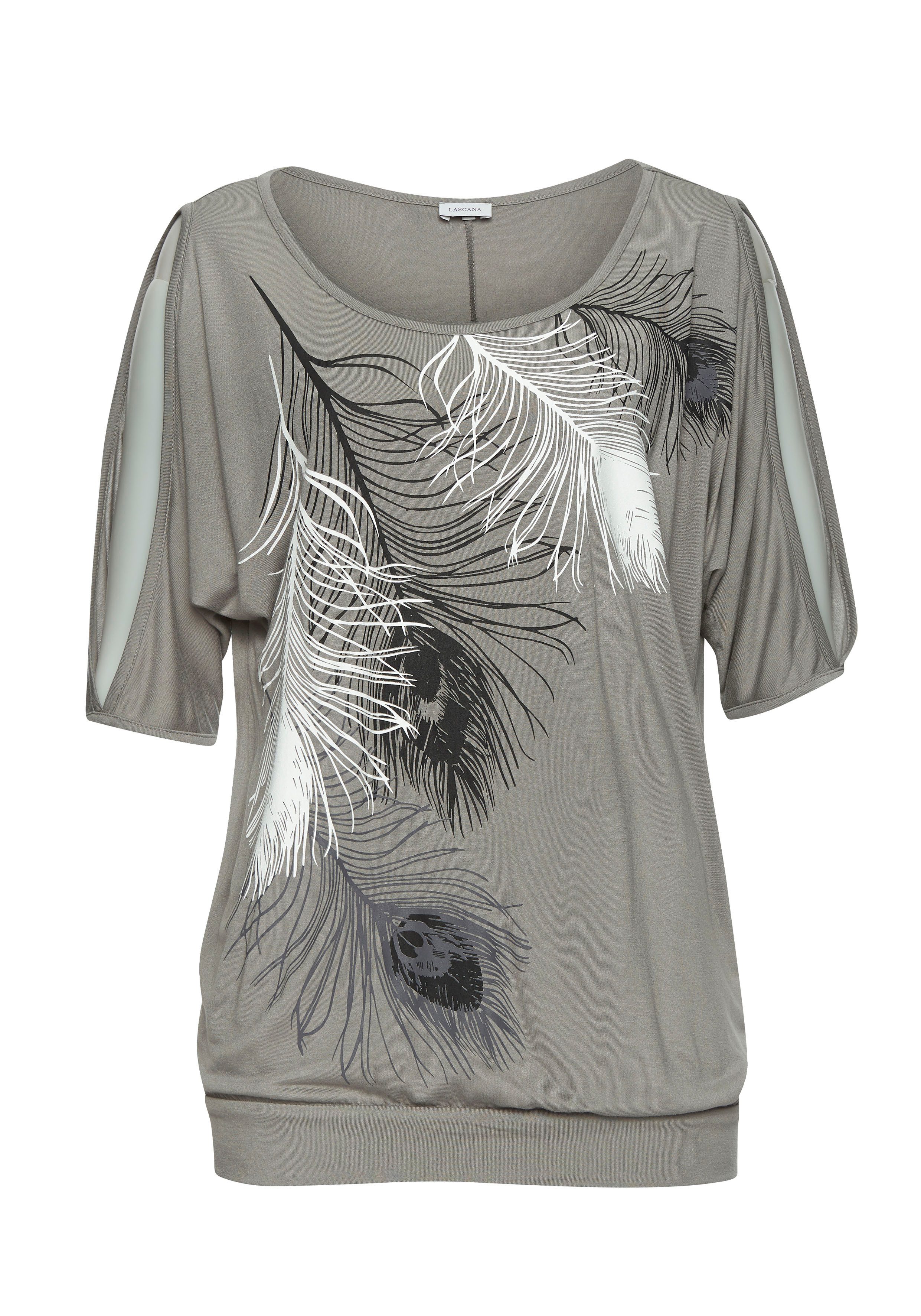 Lascana Strandshirt met splitten aan de mouwen, shirt met korte mouwen, off-the-shoulder