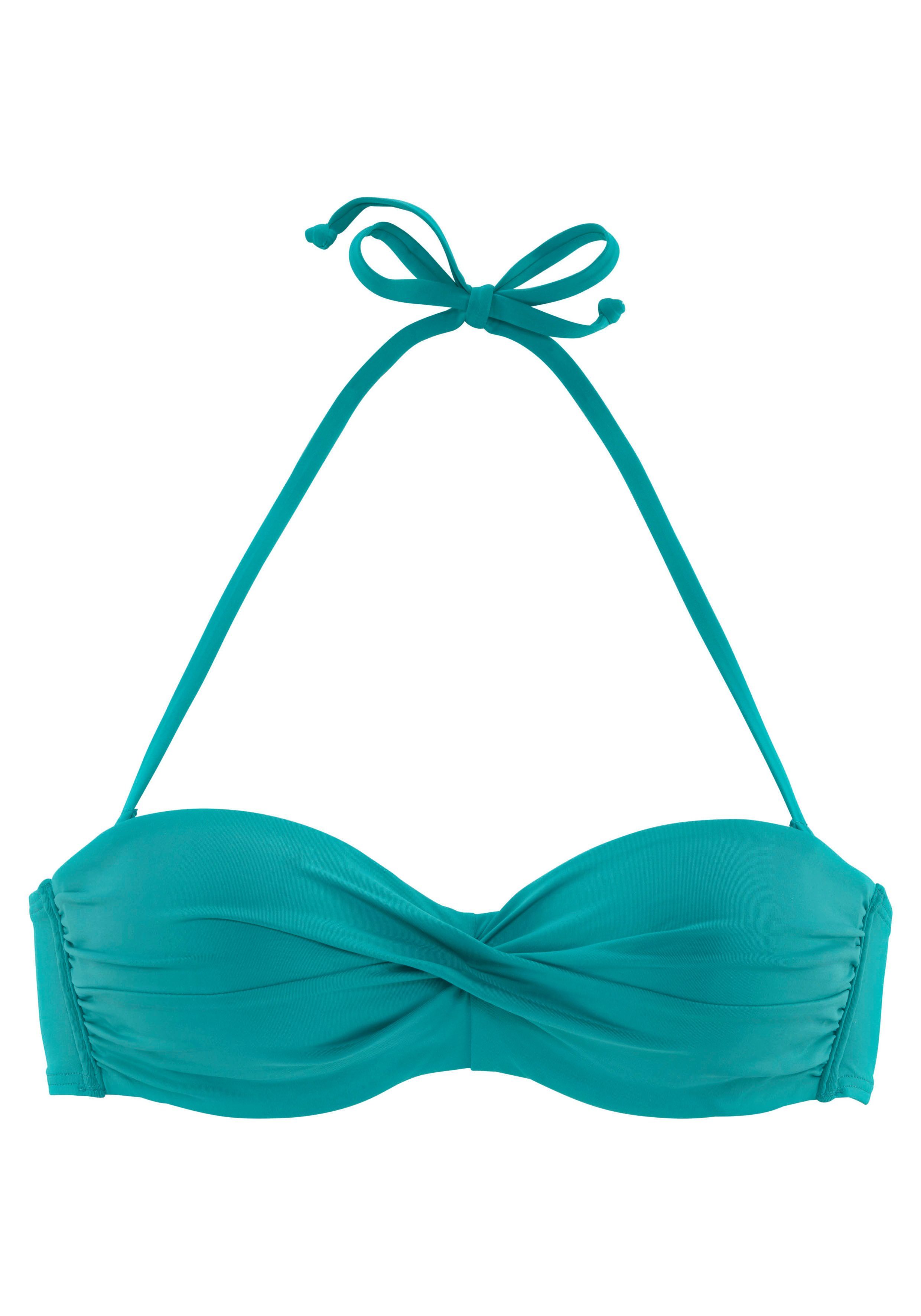 s.oliver red label beachwear bandeau-bikinitop spain unikleur in wikkel-look blauw