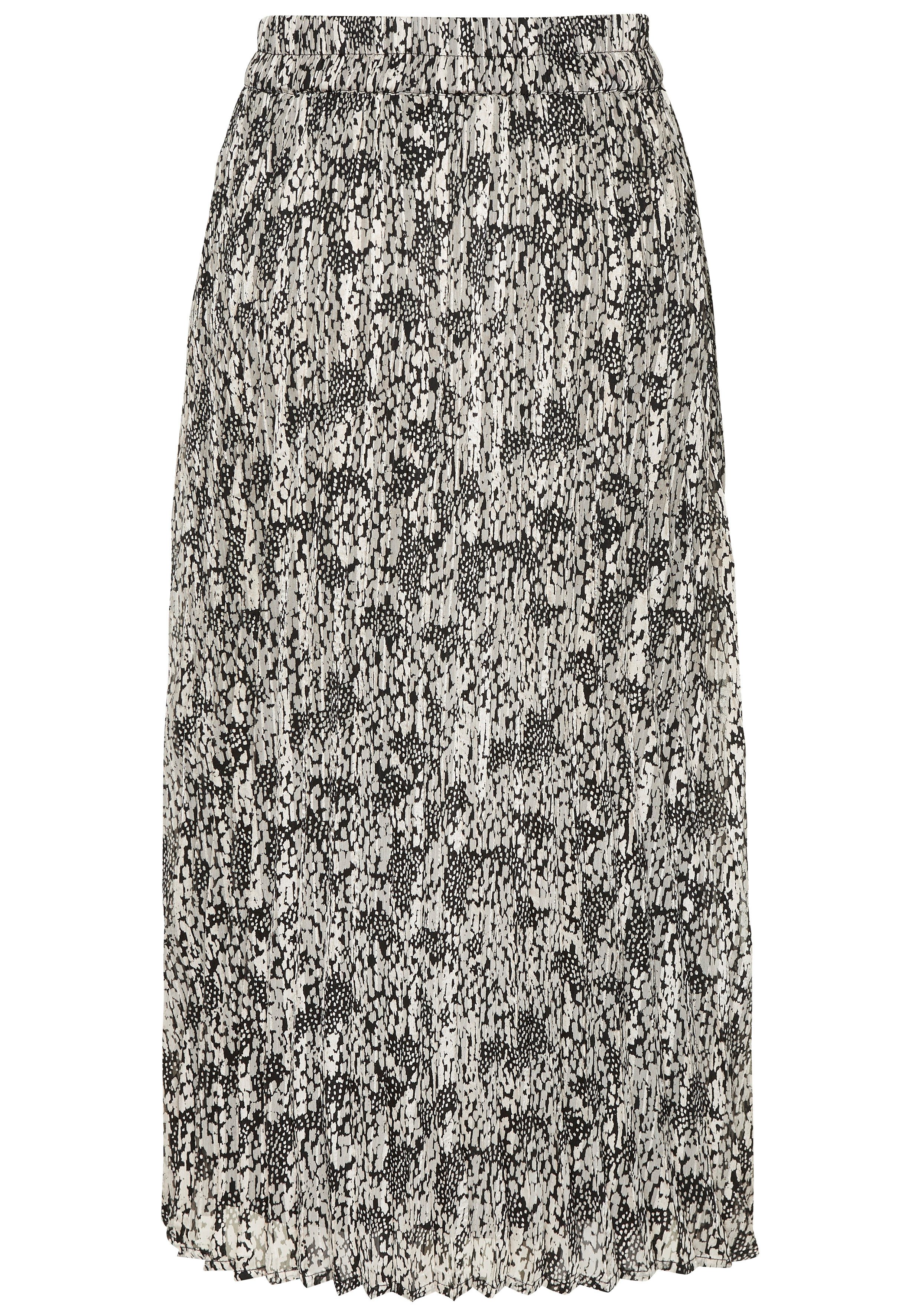 Lascana Plissérok van lichte chiffonstof, midirok met aloverprint, zomers