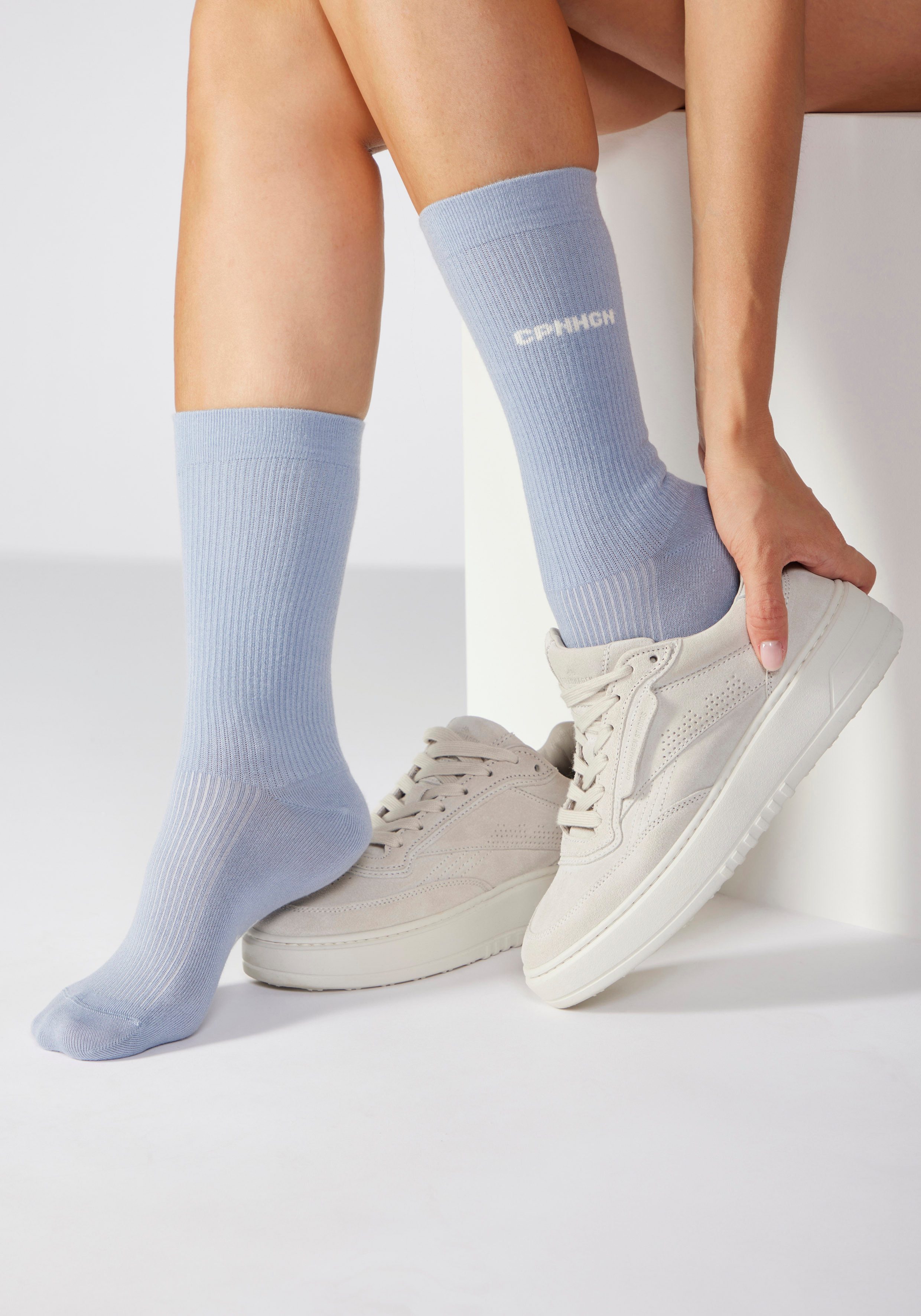 Copenhagen Studios Basic sokken met ribstructuur en borduursel (set, 3 paar)