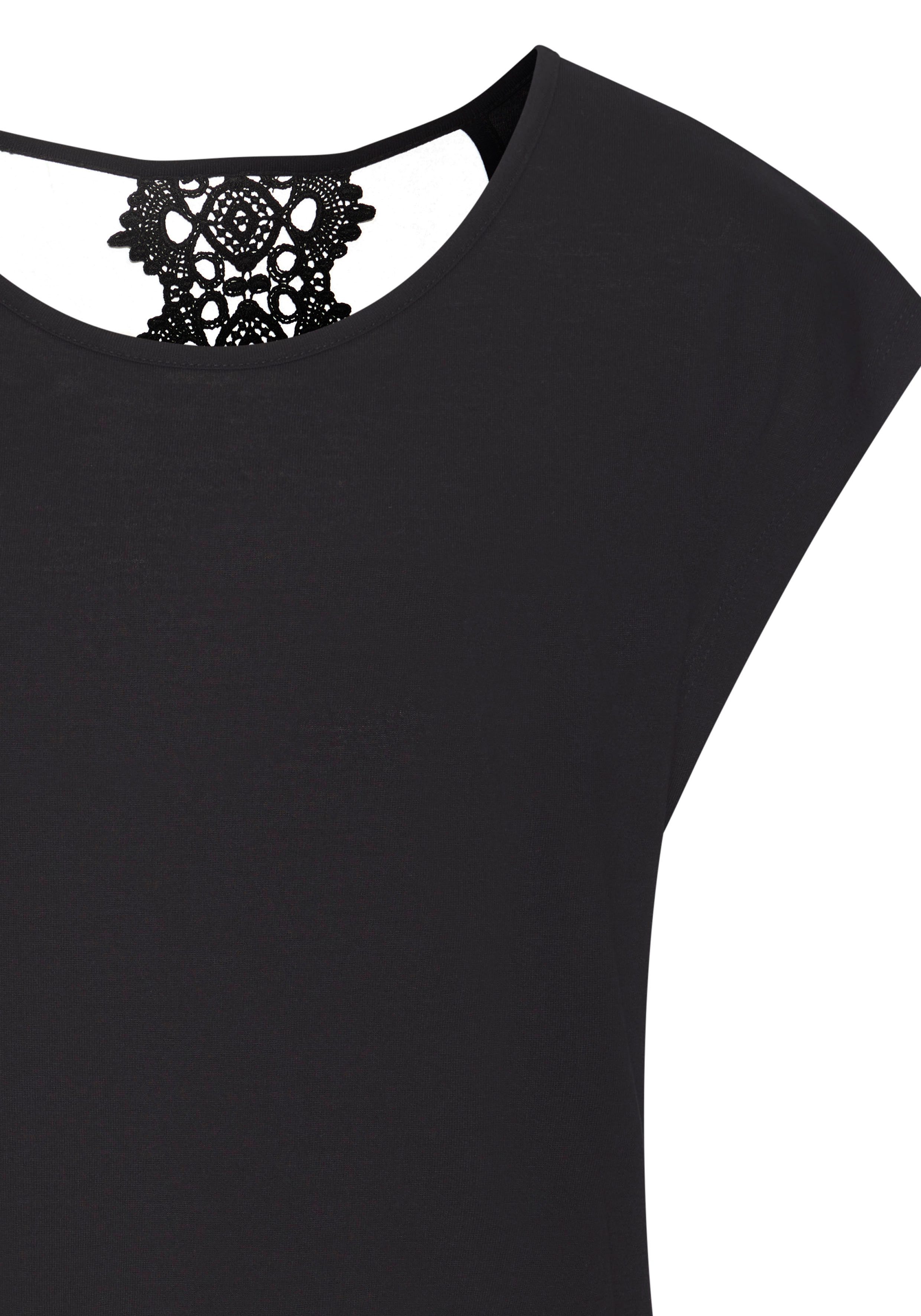 Lascana Shirt met korte mouwen met kantdetail op de rug, comfortabel t-shirt van jersey