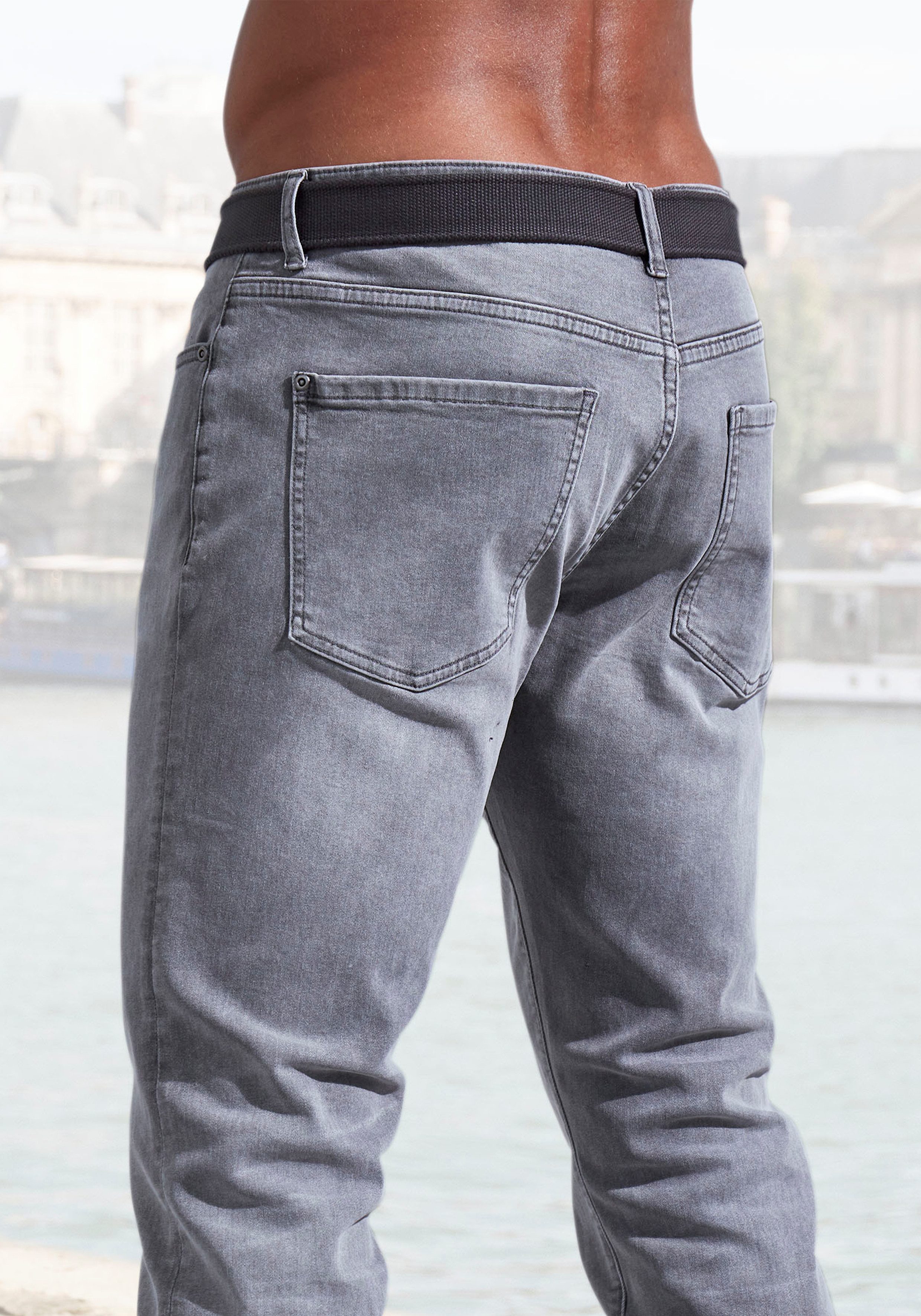 John Devin 5-pocket jeans Straight-fit Jeans in elastische denimkwaliteit