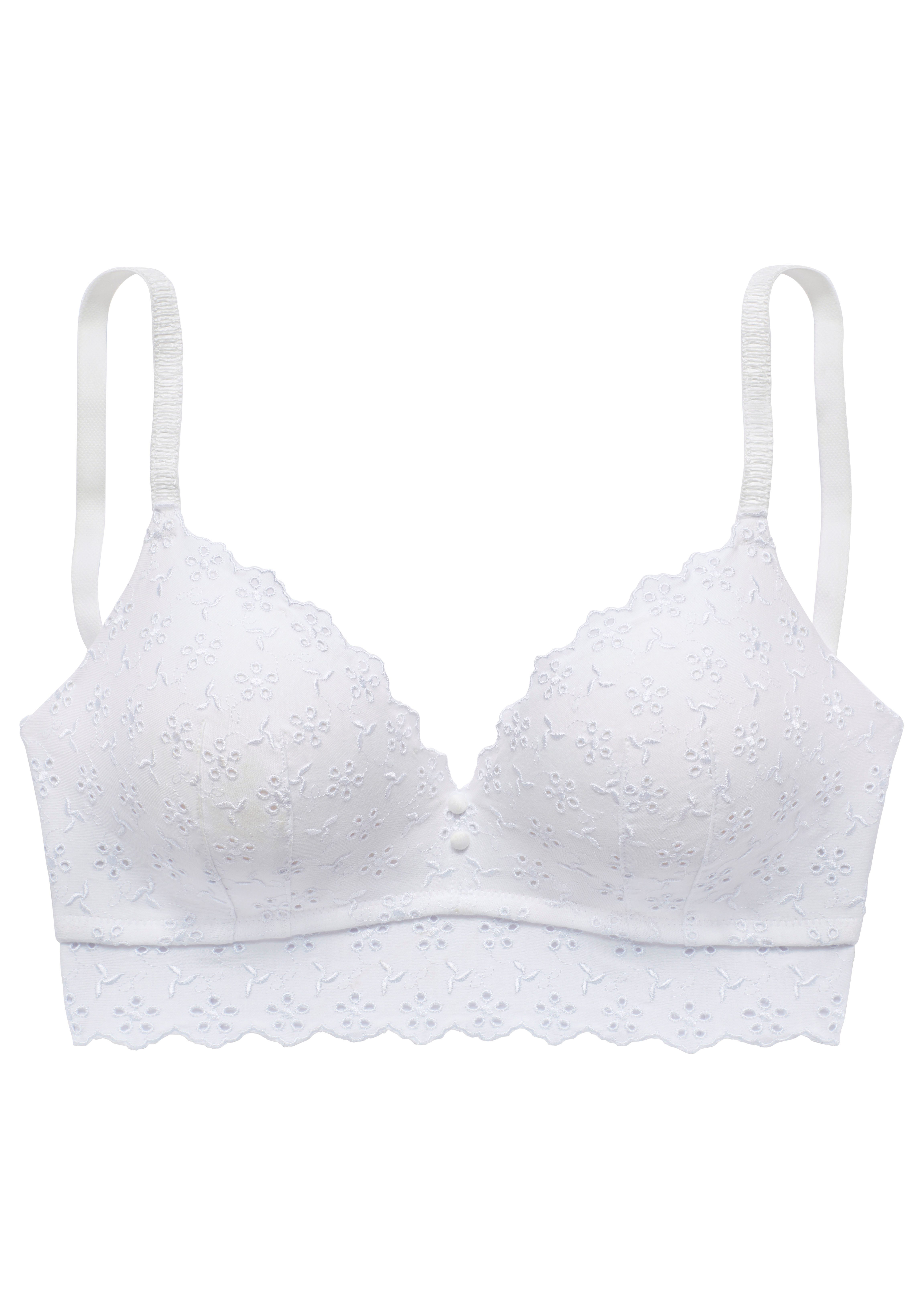 Vivance Bralette-bh zonder beugel van zachte katoen met gaatjes borduursel, lingerie