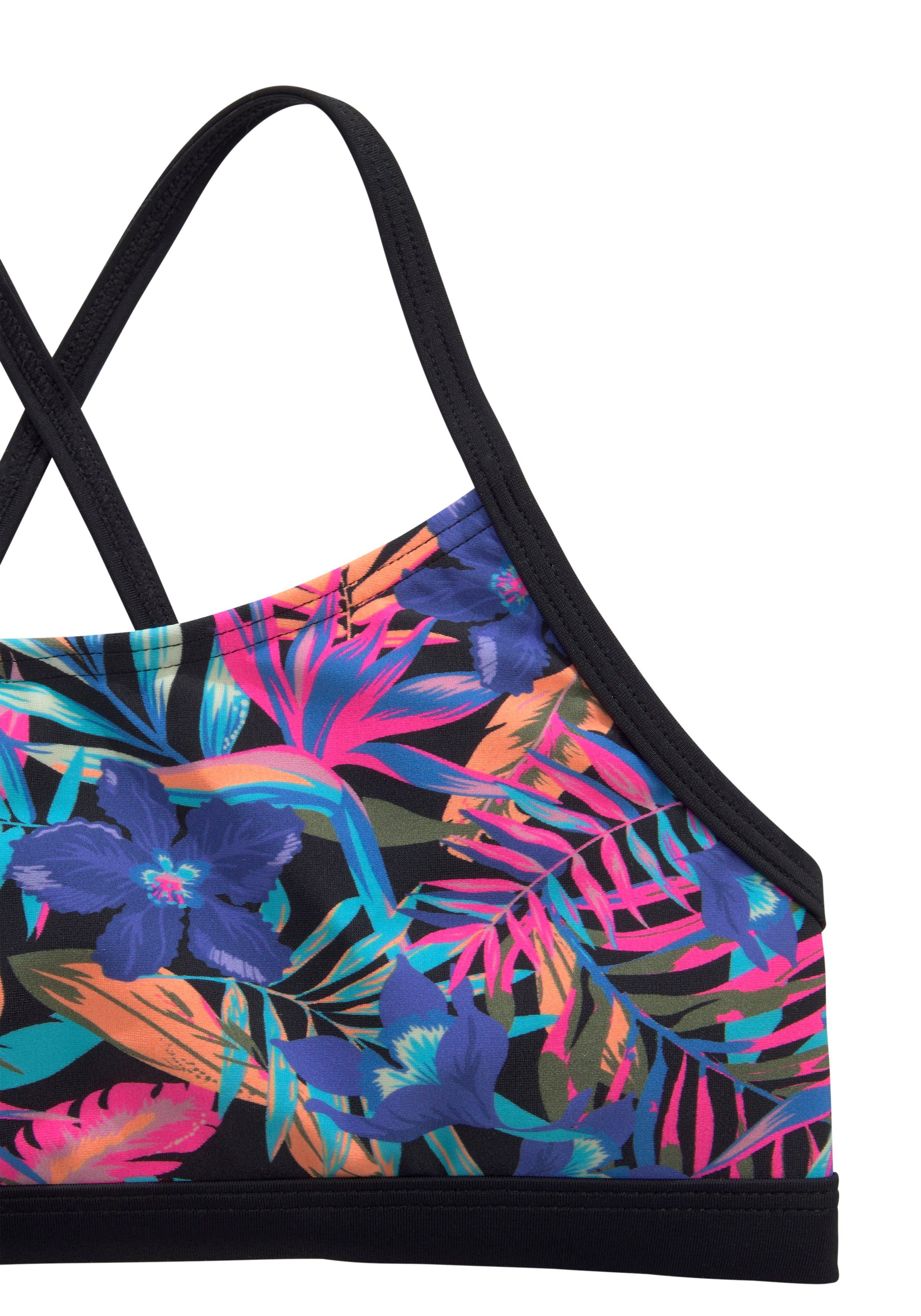 Bench. Bustierbikini Pitch Kids met trendy jungle-print bikini's maat 134/140 paars