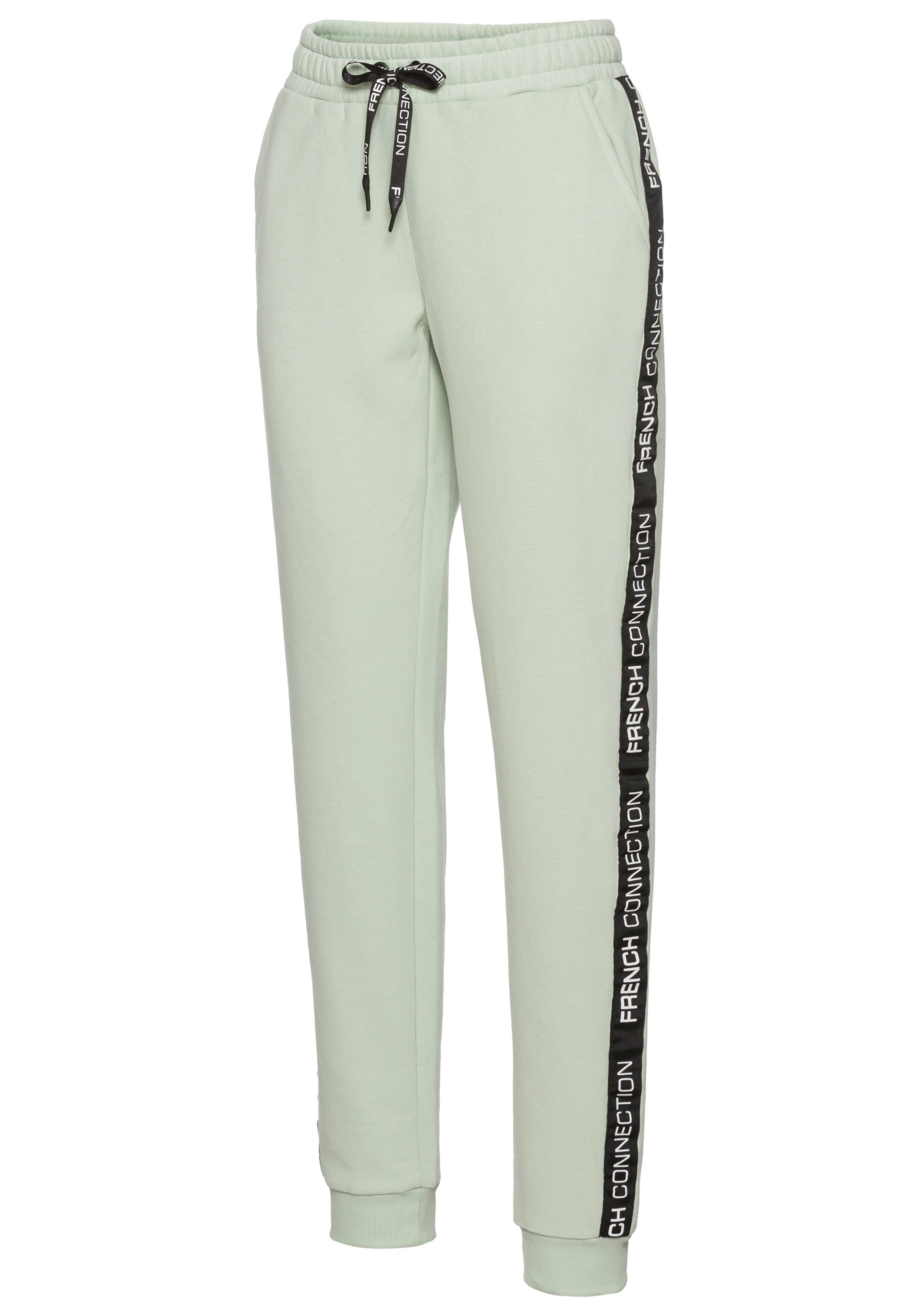 French Connection Sweatbroek met zij contraststrepen en logo-print