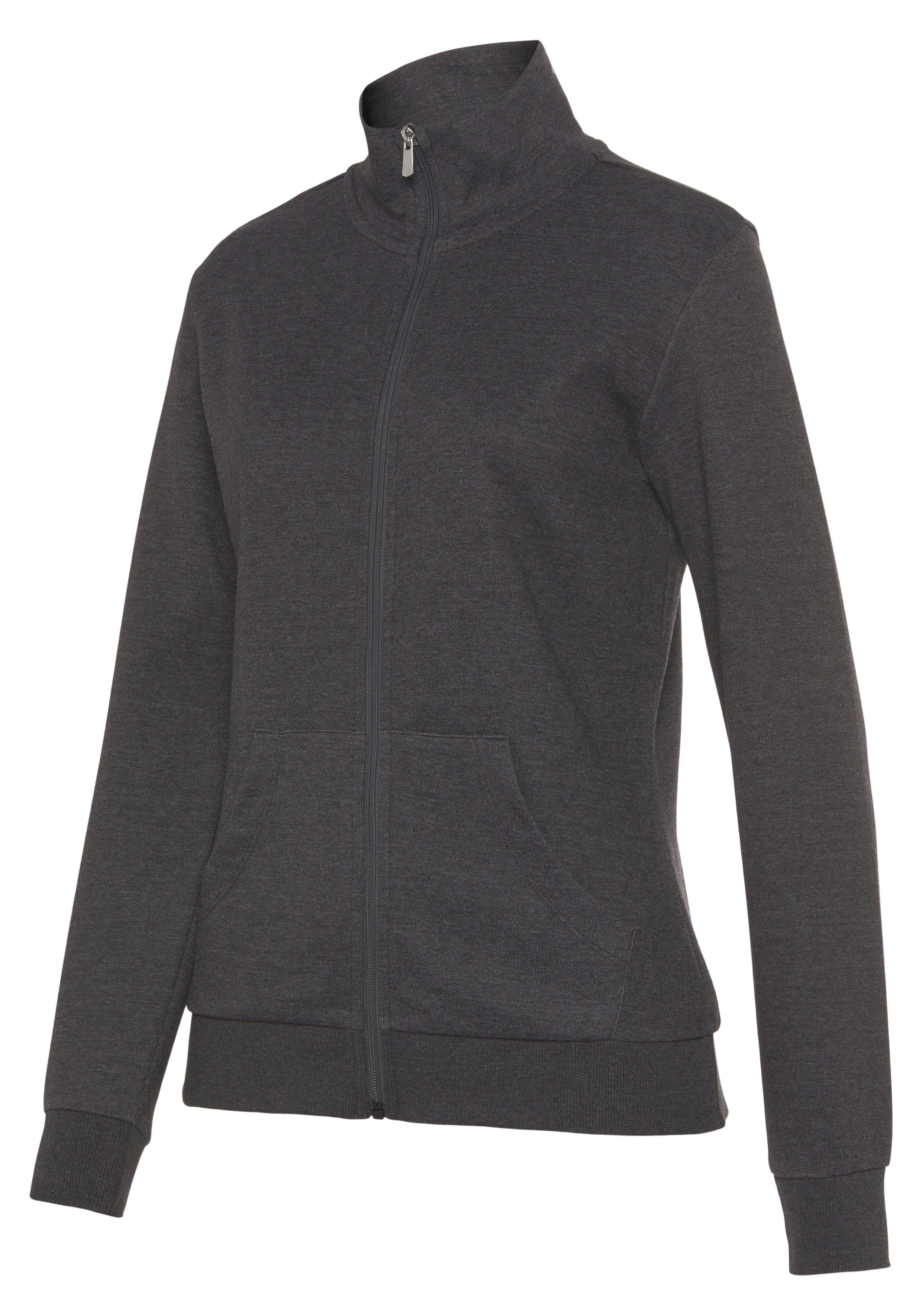 Bench. Loungewear Sweatvest - lounge jas met glanzende logostiksel op de staande kraag, loungewear