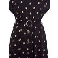 lascana midi-jurk met stippenprint (met riem) zwart