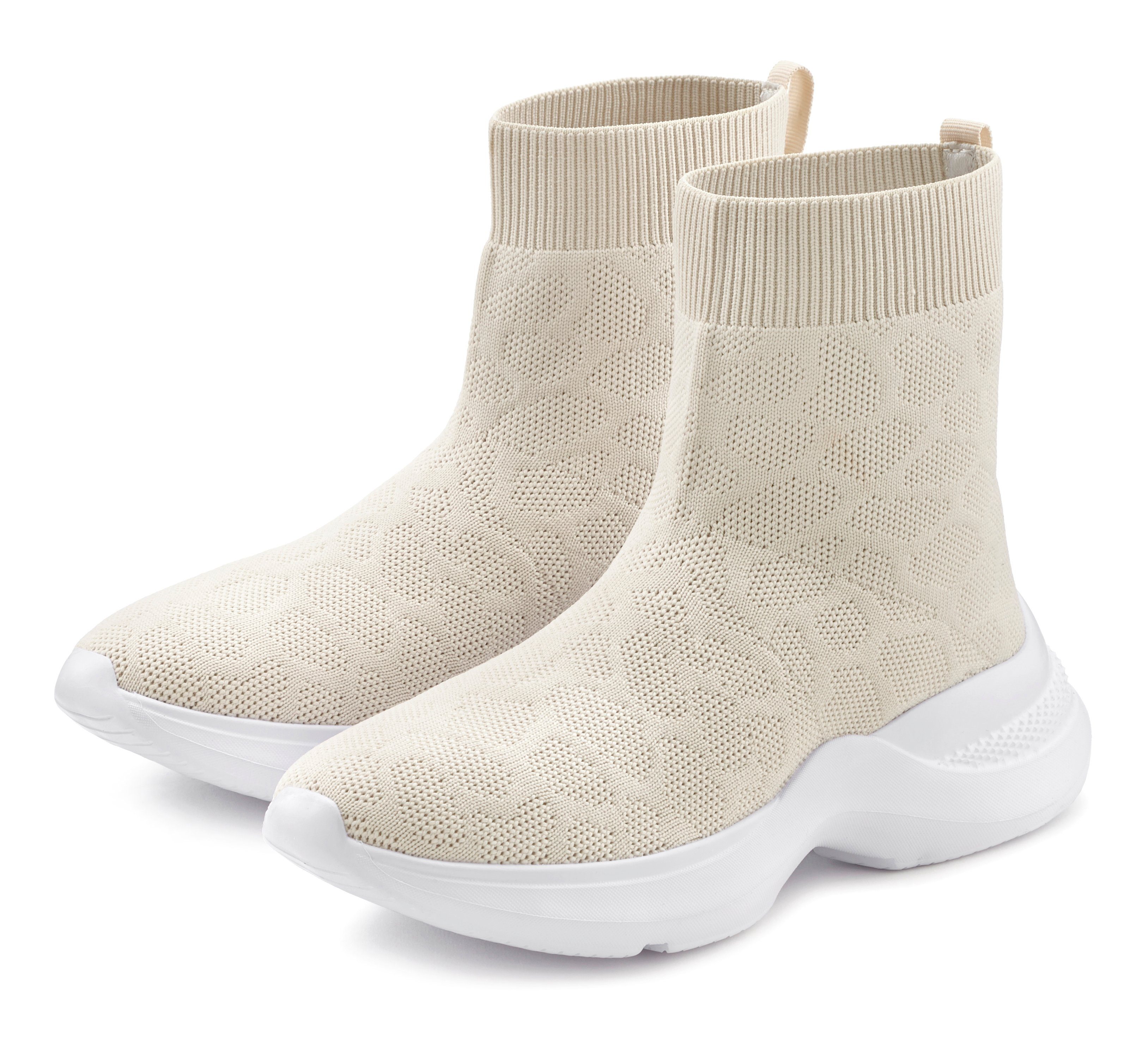Lascana Sneakers Sock Boot, elastisch materiaal, slipper, boot, vrijetijdsschoenen, high top vegan