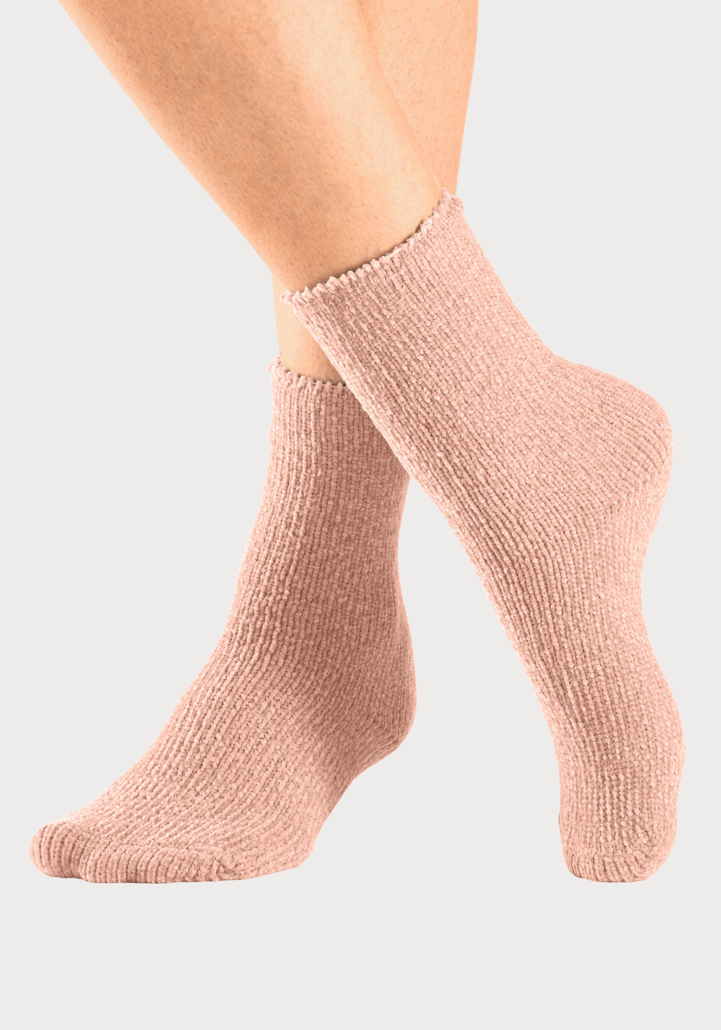 Lavana Wellness-sokken Bedsokken Bed sokken van zacht, licht glanzend chenille garen (set, 5 paar)