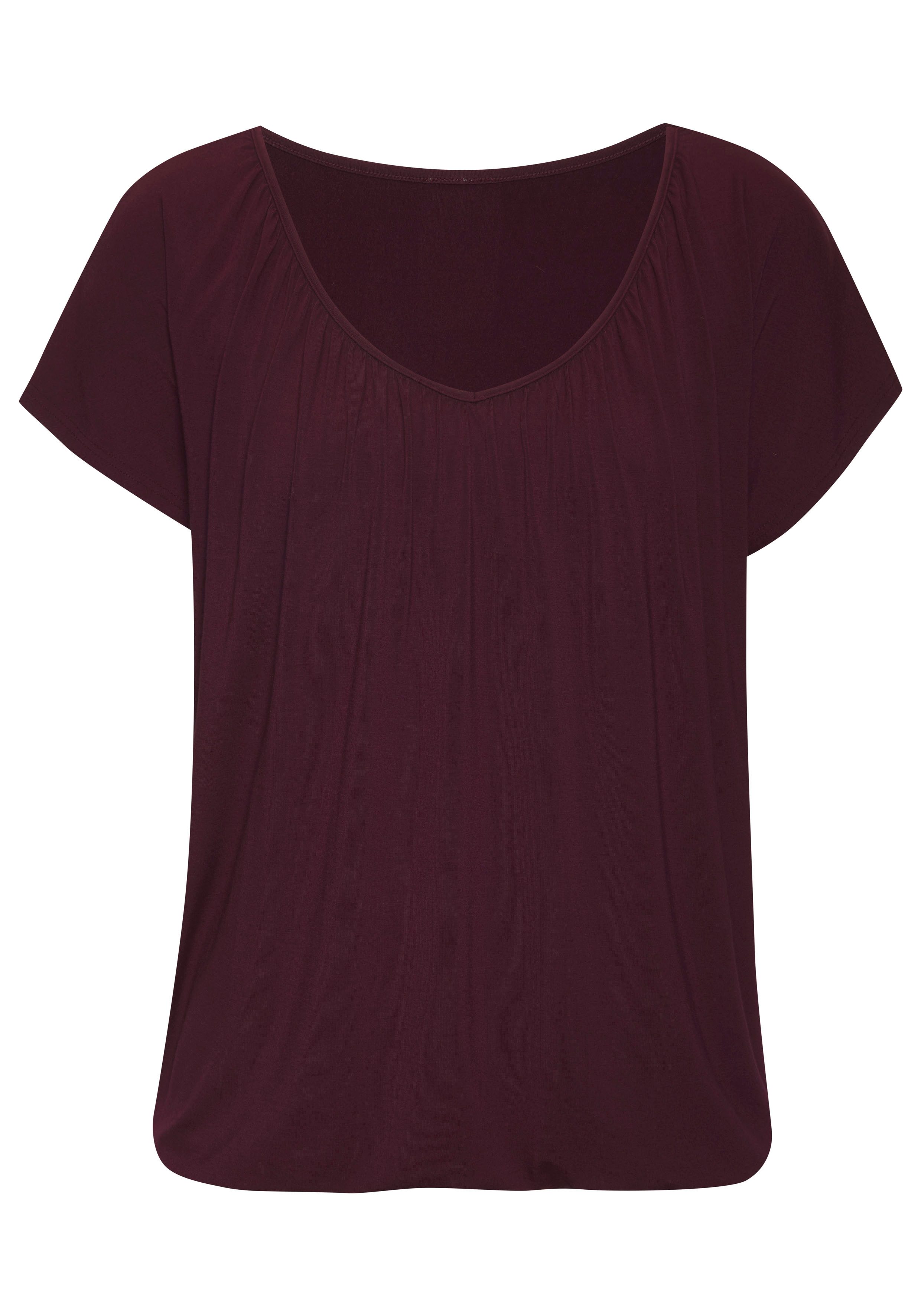 Lascana Shirt met korte mouwen met elastiek in de band (set, 2-delig)