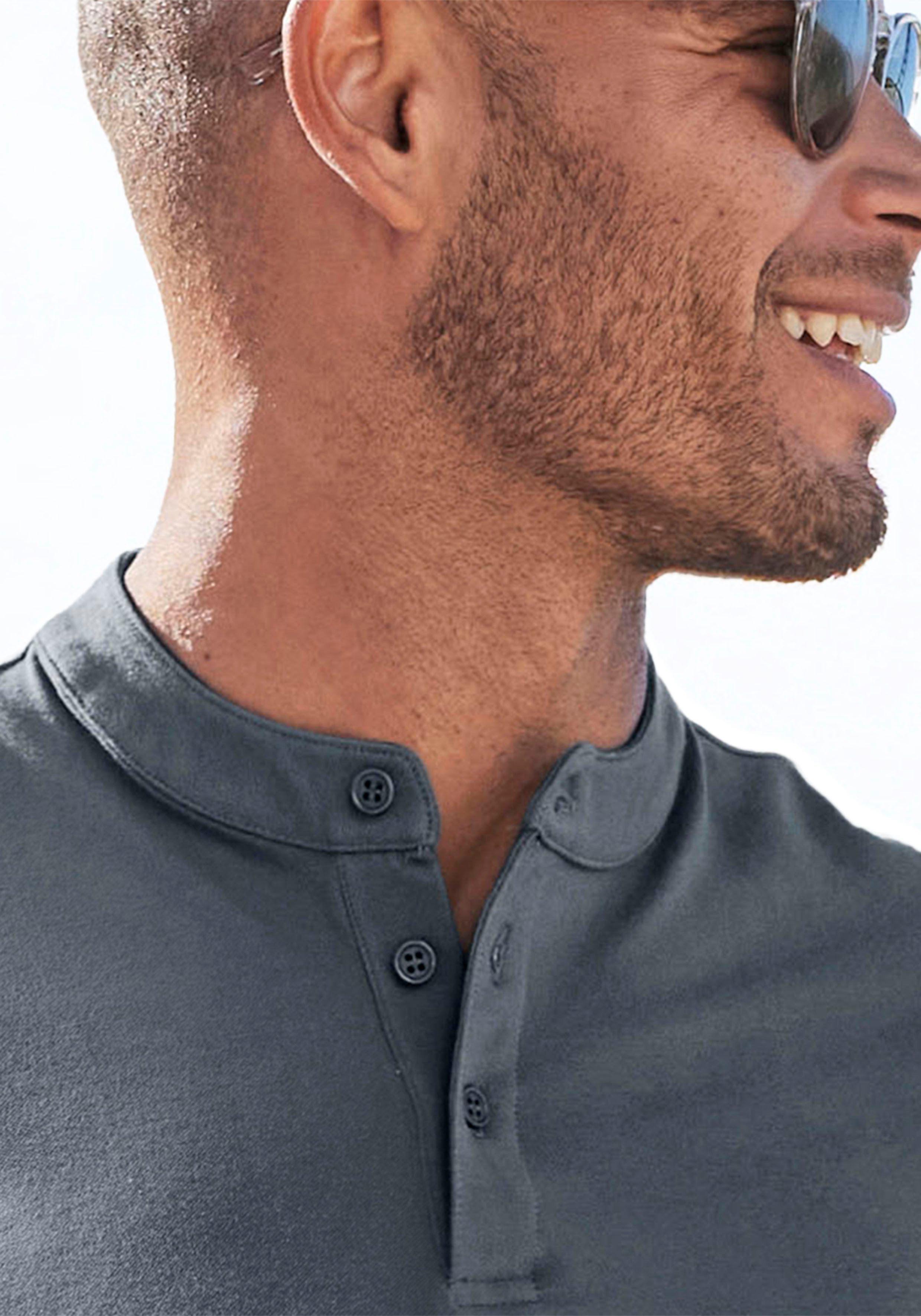 John Devin Poloshirt Met opstaande kraag Regular-Fit, van katoen-piqué