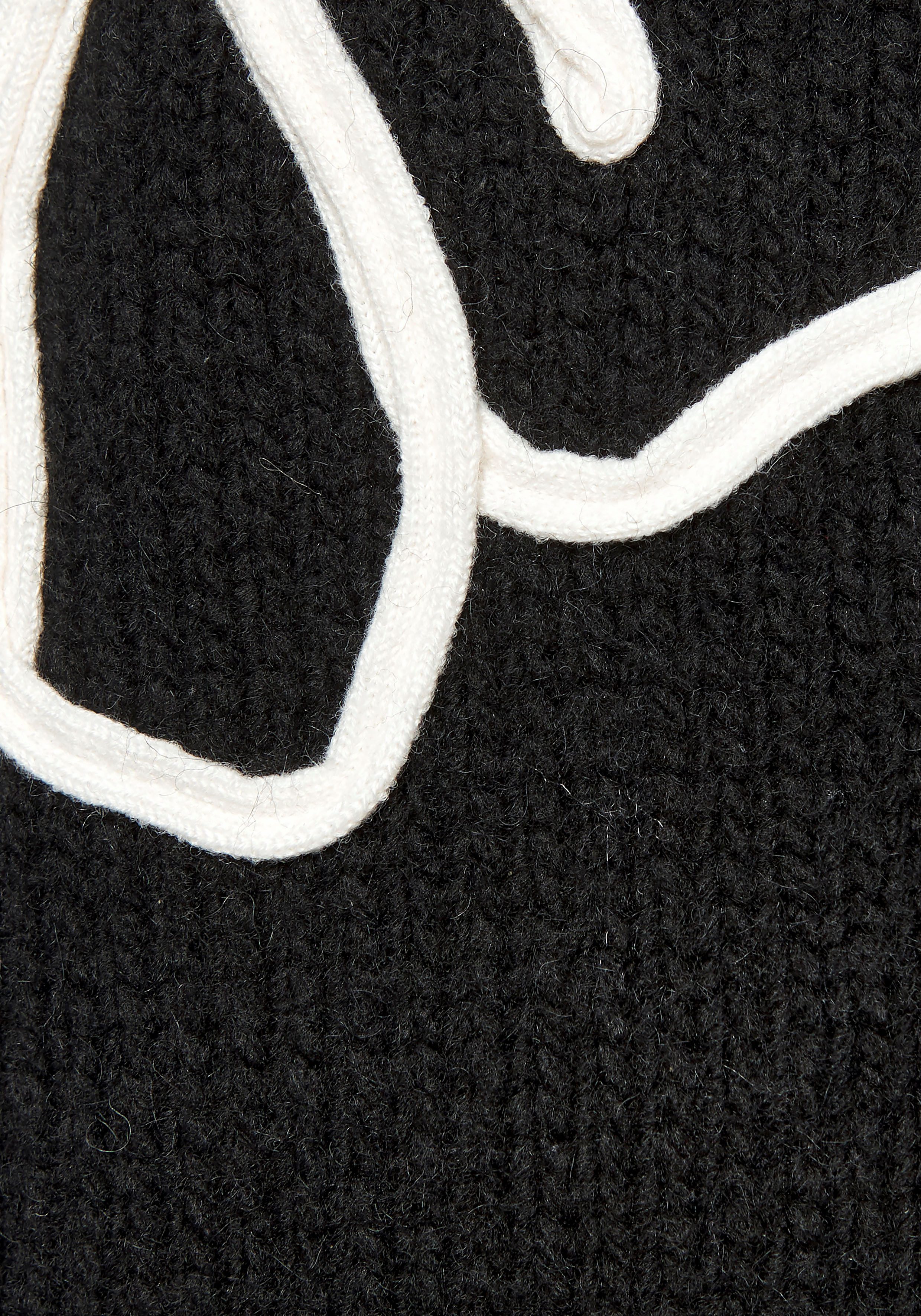 Lascana Gebreide trui met bloemen-applicatie, winterpullover, modieus